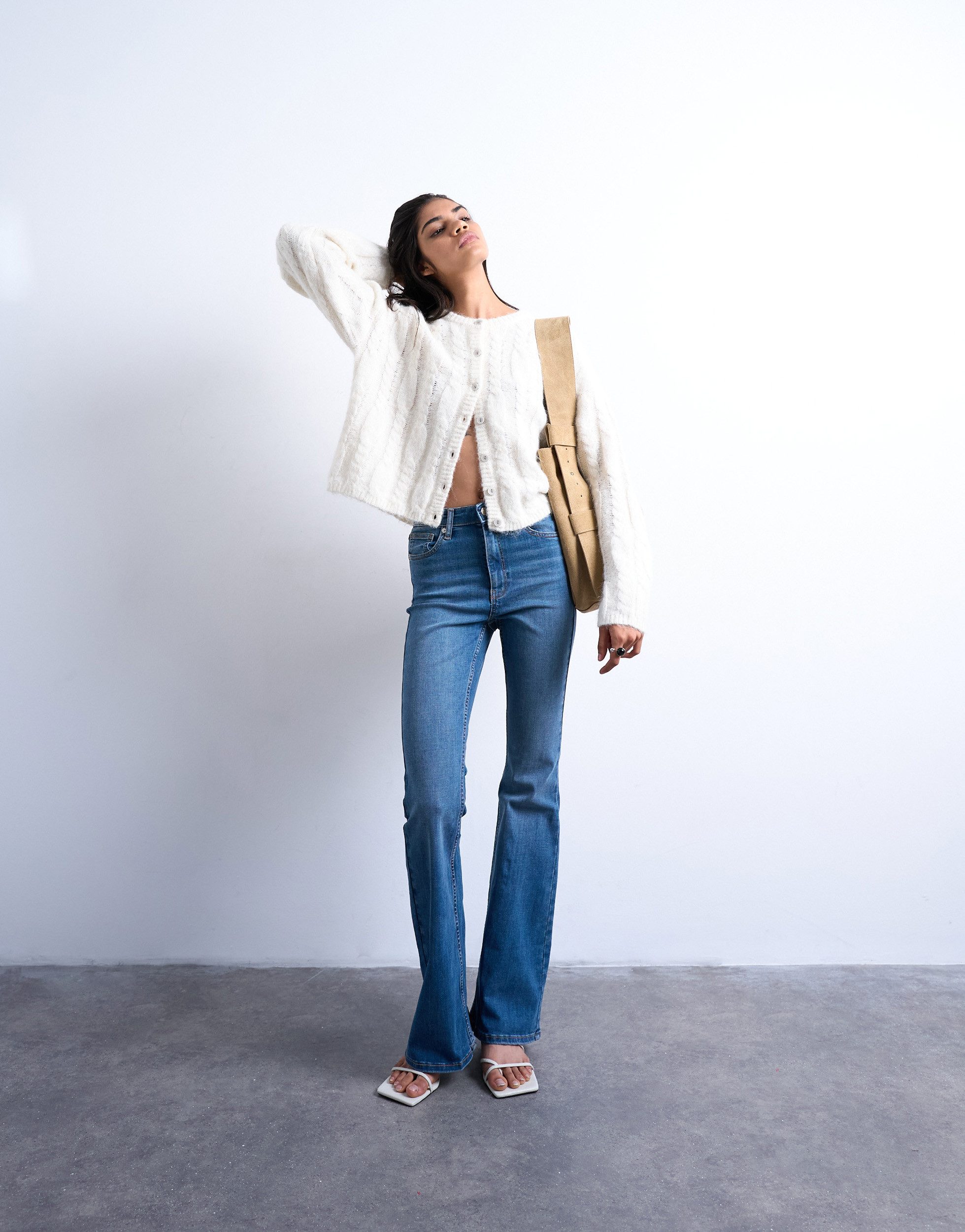 TOPSHOP Bootcut-Jeans TSJAMIE HR FLARE DNM JEANS MB NOOS Baumwollmischung, flared fit, high waist