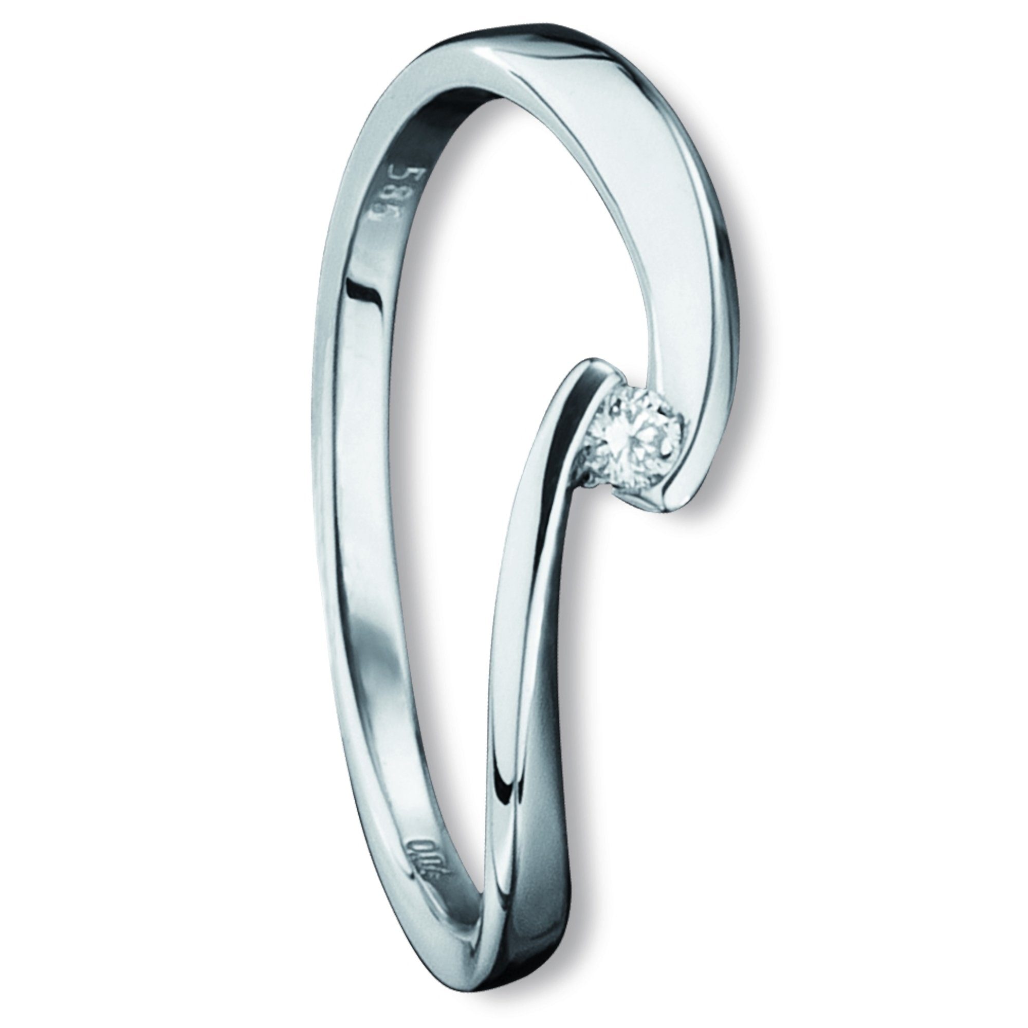 ct aus Schmuck 585 Damen Weißgold, Diamantring Gold Diamant ELEMENT Ring Brillant 0.04 ONE