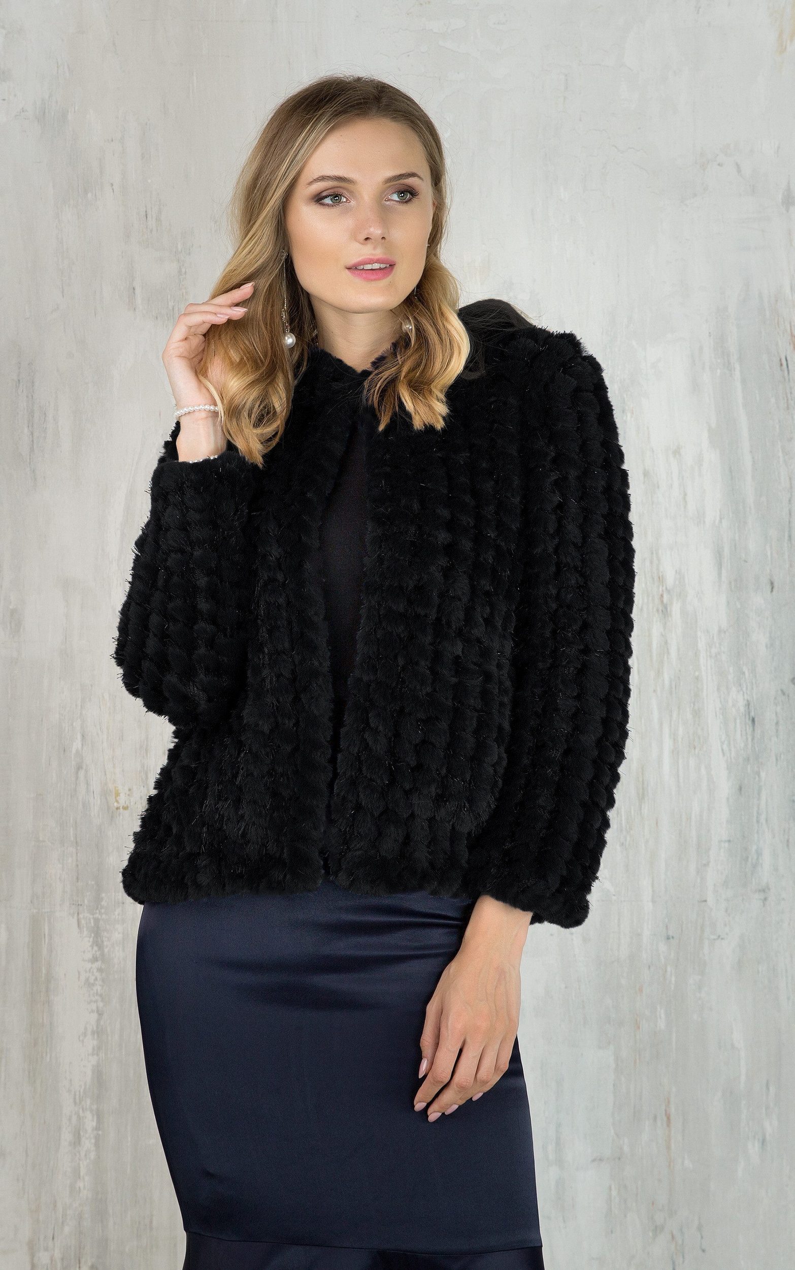 Passioni Fellimitatjacke Strukturierte Webpelz Jacke mit Lurexgarn mit Hake günstig online kaufen