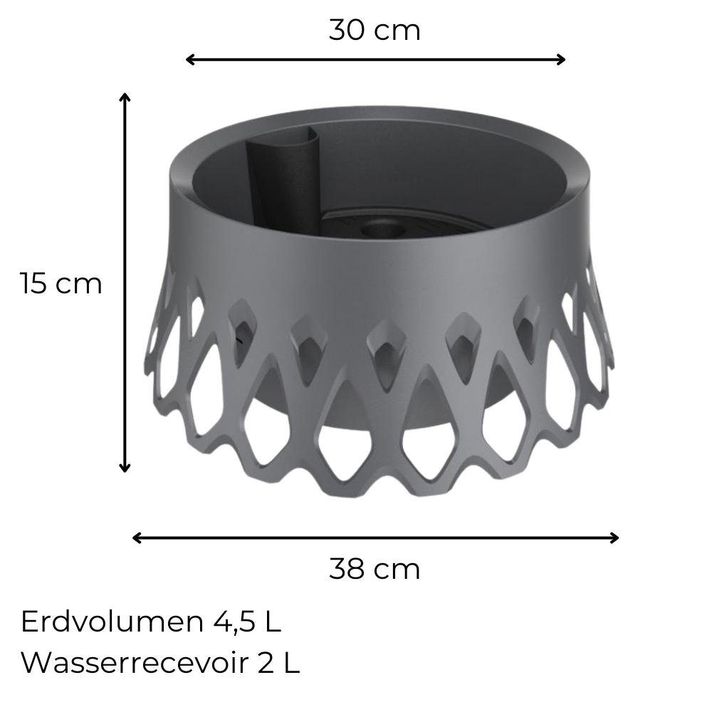 Vase GarPet Grab Roseta Selbstbewässerung Pflanzschale Wasserüberlauf Grabschale Friedhof anthrazit
