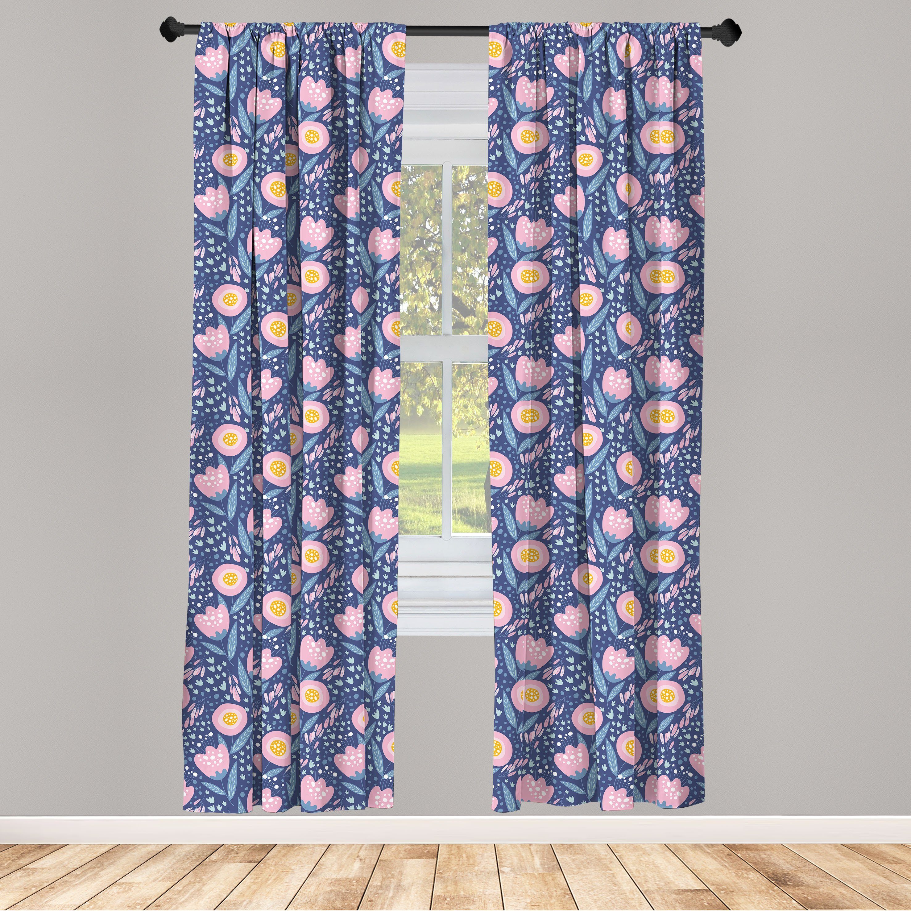Gardine Vorhang für Wohnzimmer Schlafzimmer Dekor, Abakuhaus, Microfaser, Blumen Dreamy Blumen Blütenblätter Frühling