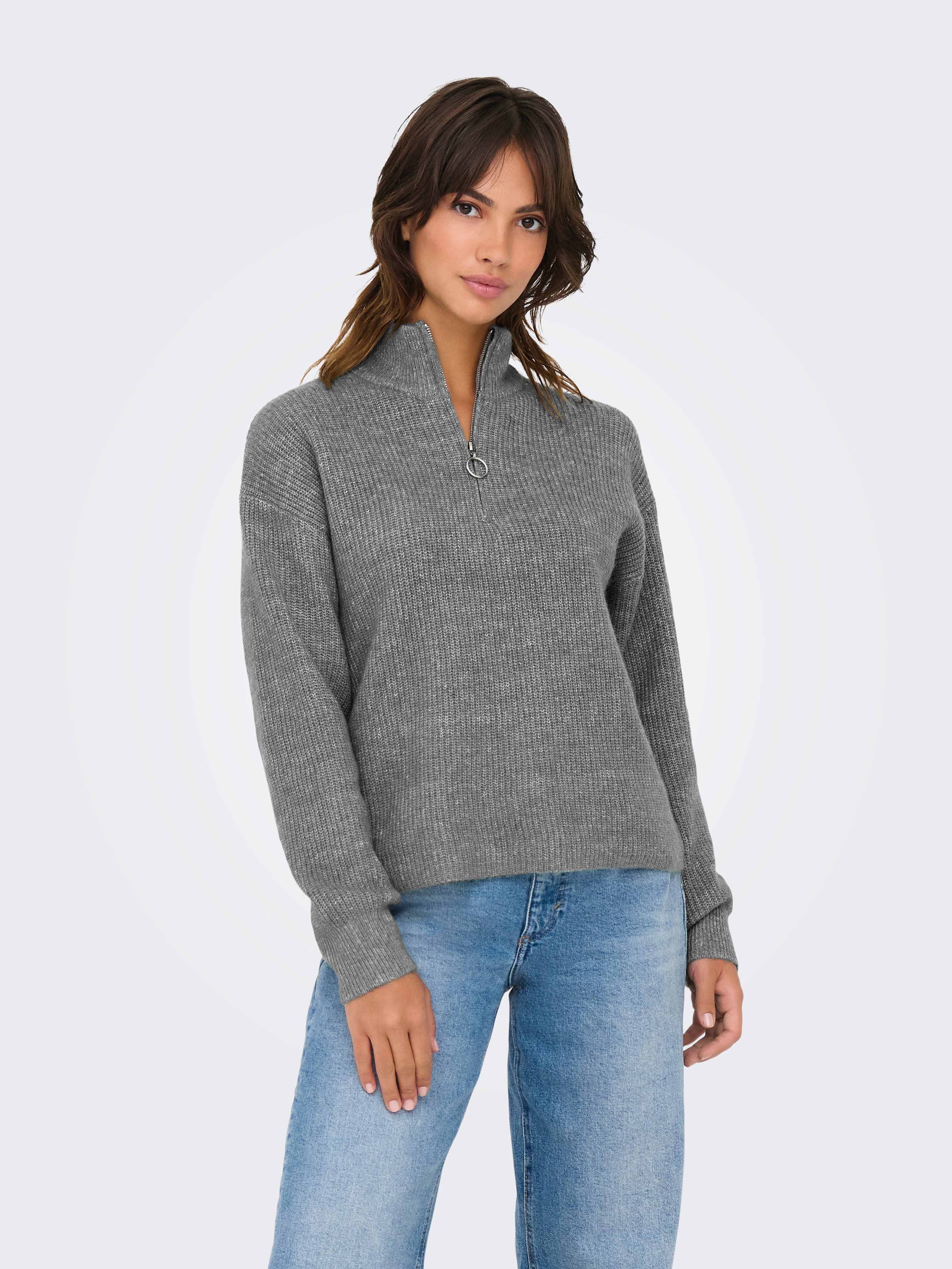 Strickpullover ONLTOKYO SOLID L/S ZIP PULLOVER KNT NOOS