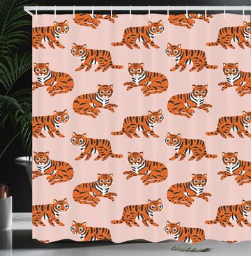 Abakuhaus Duschvorhang Moderner Digitaldruck mit 12 Haken auf Stoff Wasser Resistent Breite 175 cm, Höhe 180 cm, Safari Childish Spaß Tiger-Muster