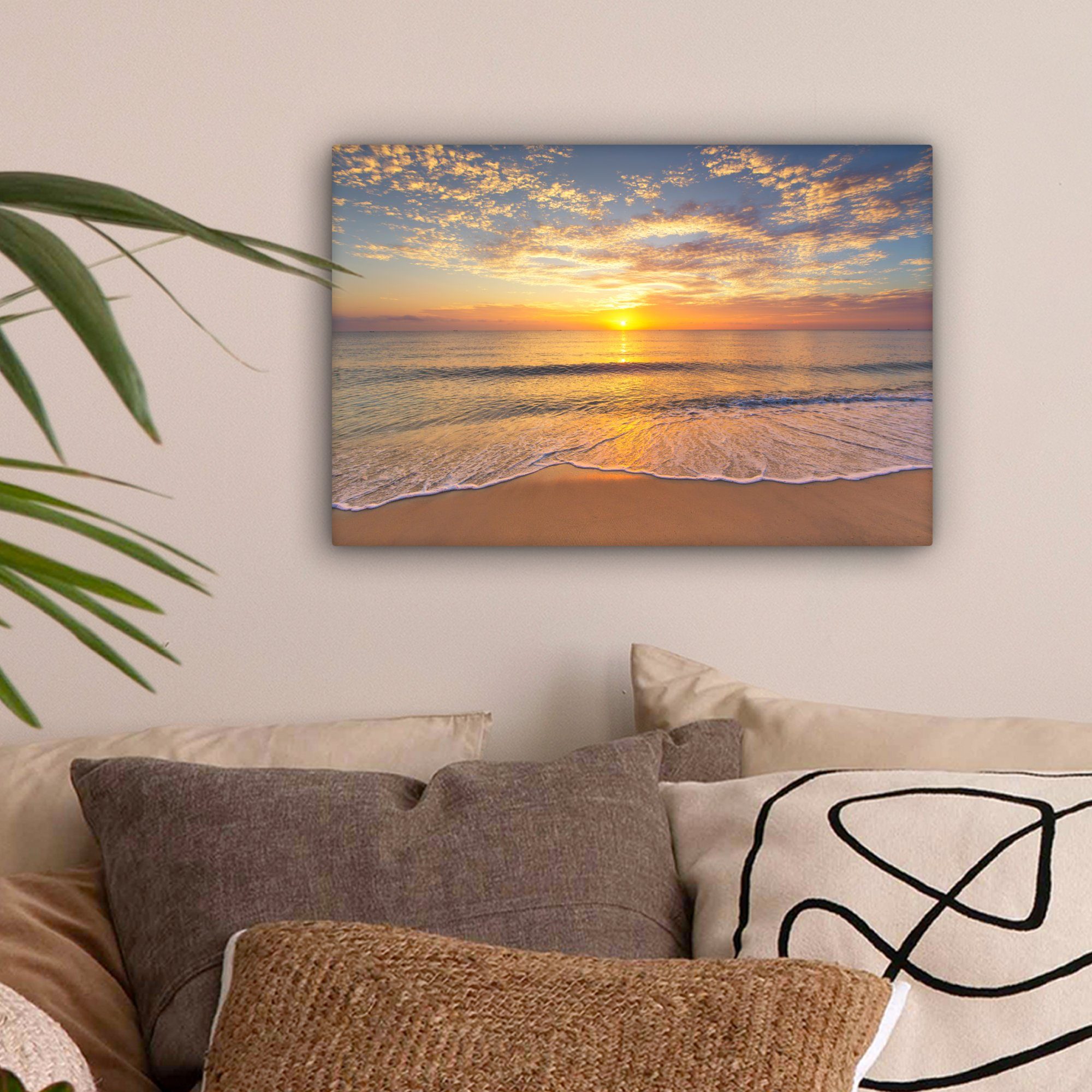 OneMillionCanvasses® Leinwandbild Strand - Sonnenuntergang - günstig online kaufen