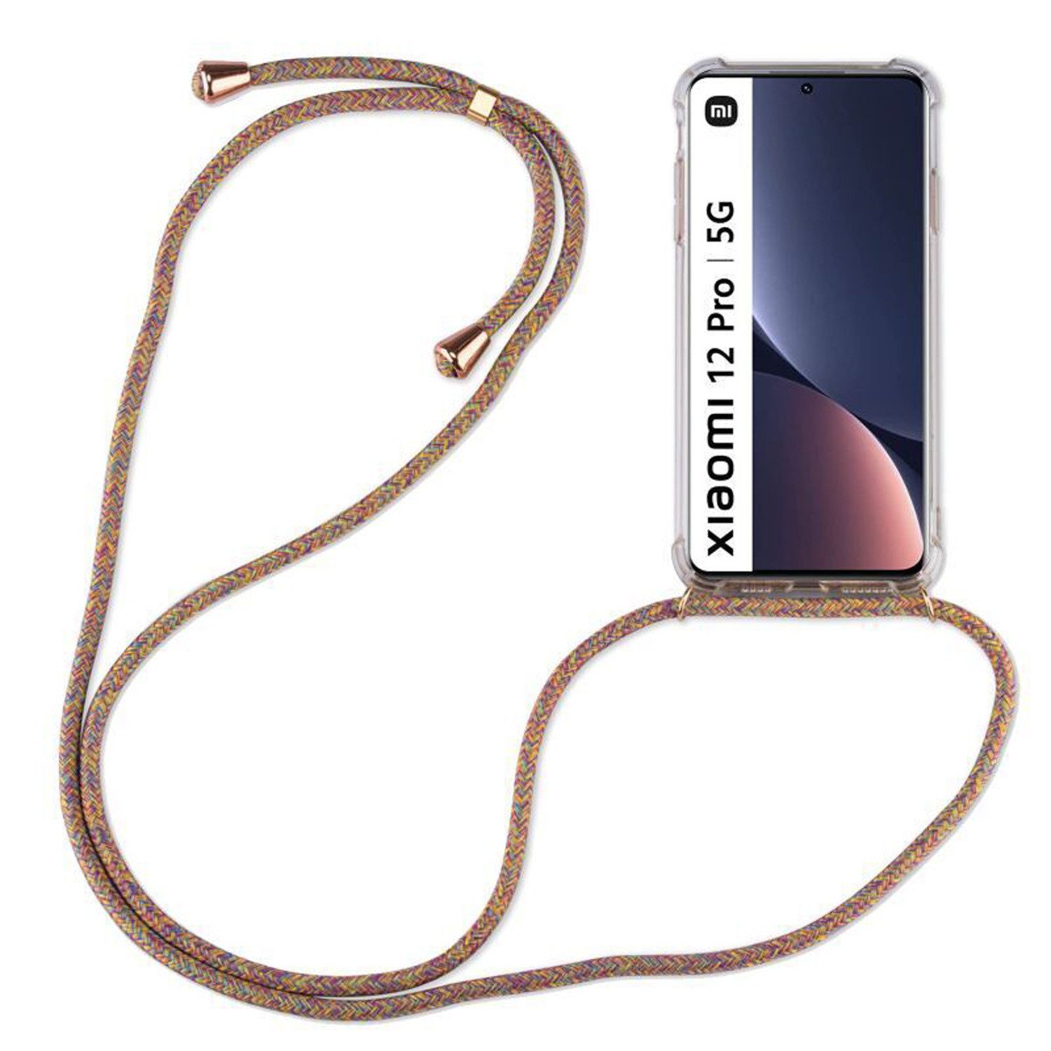 betterfon Handykette für Xiaomi 12 Pro Handyhülle mit Band & Kordel Bumper Rainbow, Hände frei – mit Silikonhülle & Schnur für flexiblen Alltag