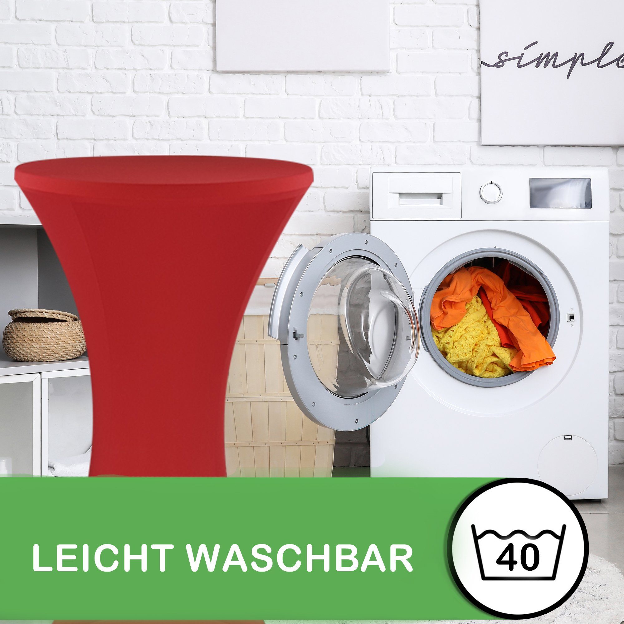 Stehtischhusse Stehtischhusse Ø 60-65 DILUMA, mit Schwarz Für Verstärkung Bistrotische, reißfest, für cm 110-120cm runde Stehtisch, Fuß Stretchhusse elastisch