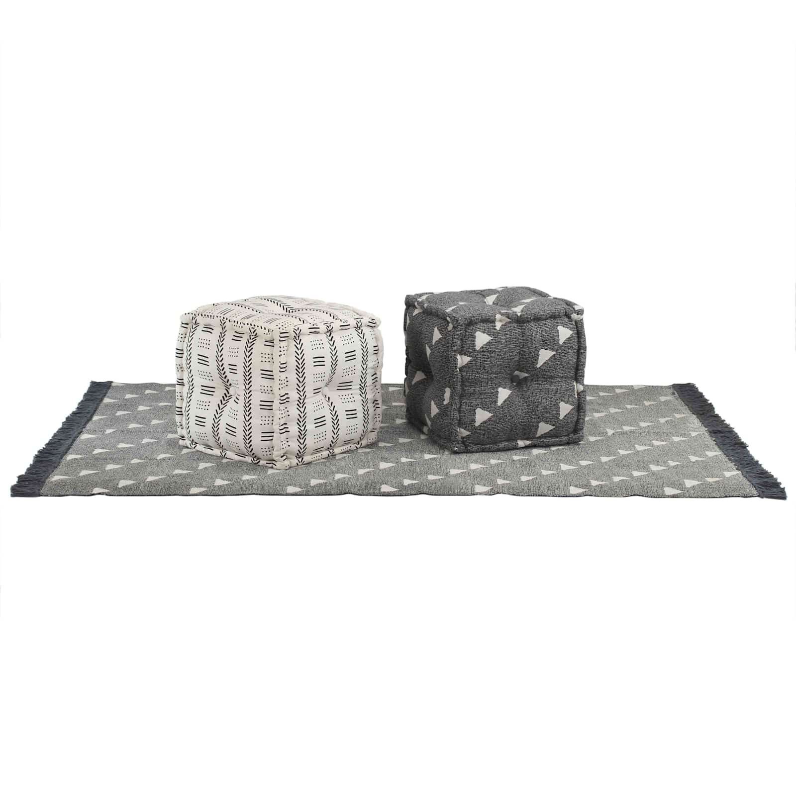 vidaXL Polsterhocker Pouffes Geometrisch Grau und Weiß 40 x 40 x 40 cm Stoff (1 St). € 87,99