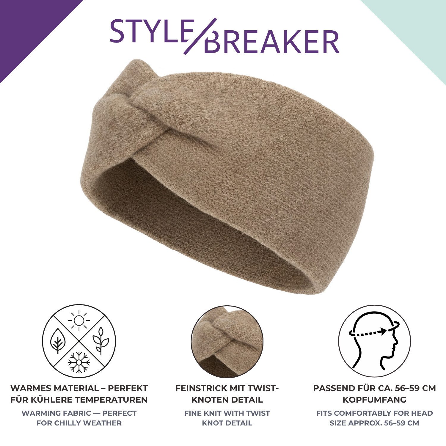 styleBREAKER Stirnband Feinstrick Stirnband Twist Knoten (1-St)