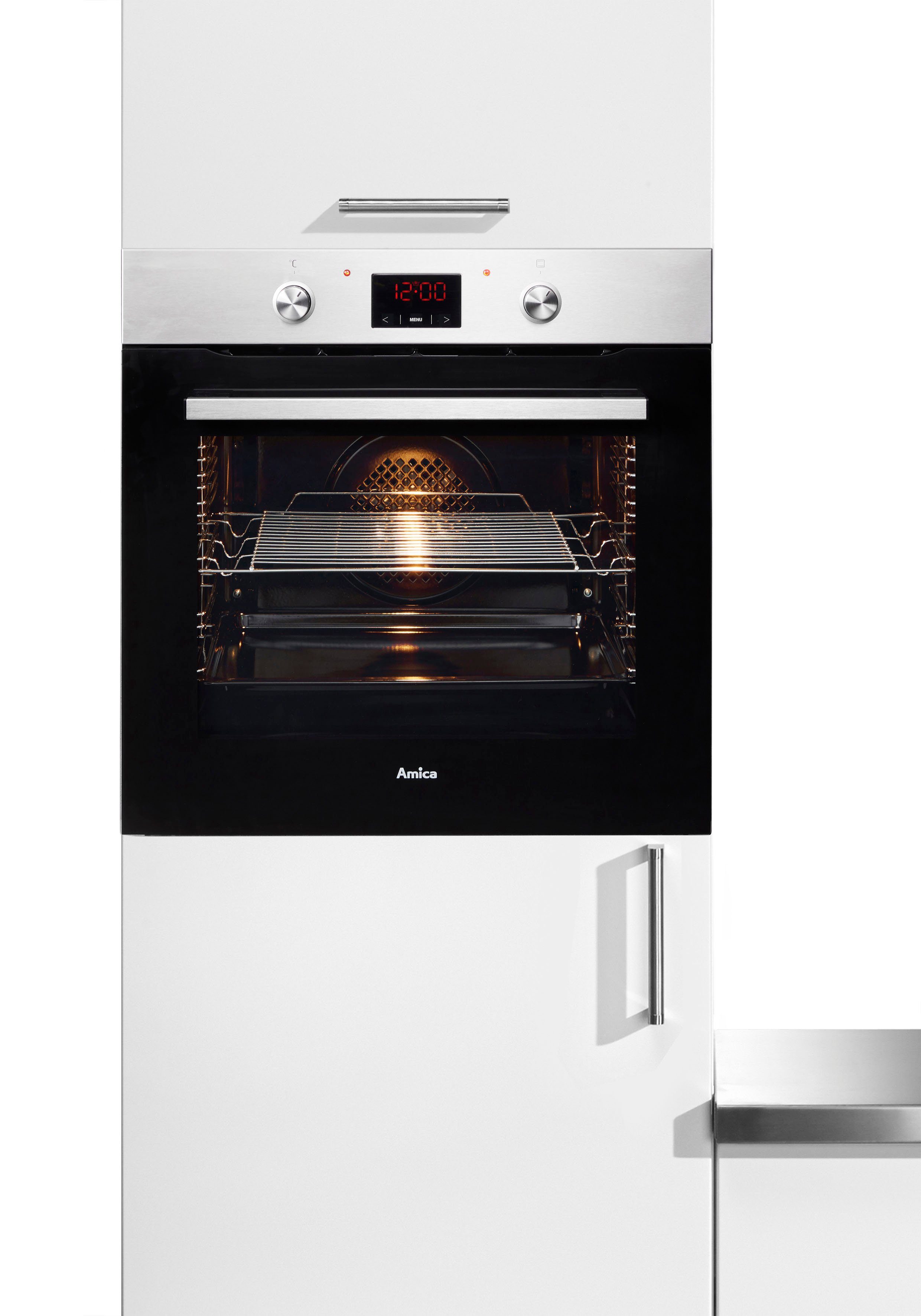 Amica Einbaubackofen EBX 943 625 E, mit Teleskopauszug nachrüstbar, Simple Steam, Schnell startklar, einfach sauber und angenehm sicher beim Backen