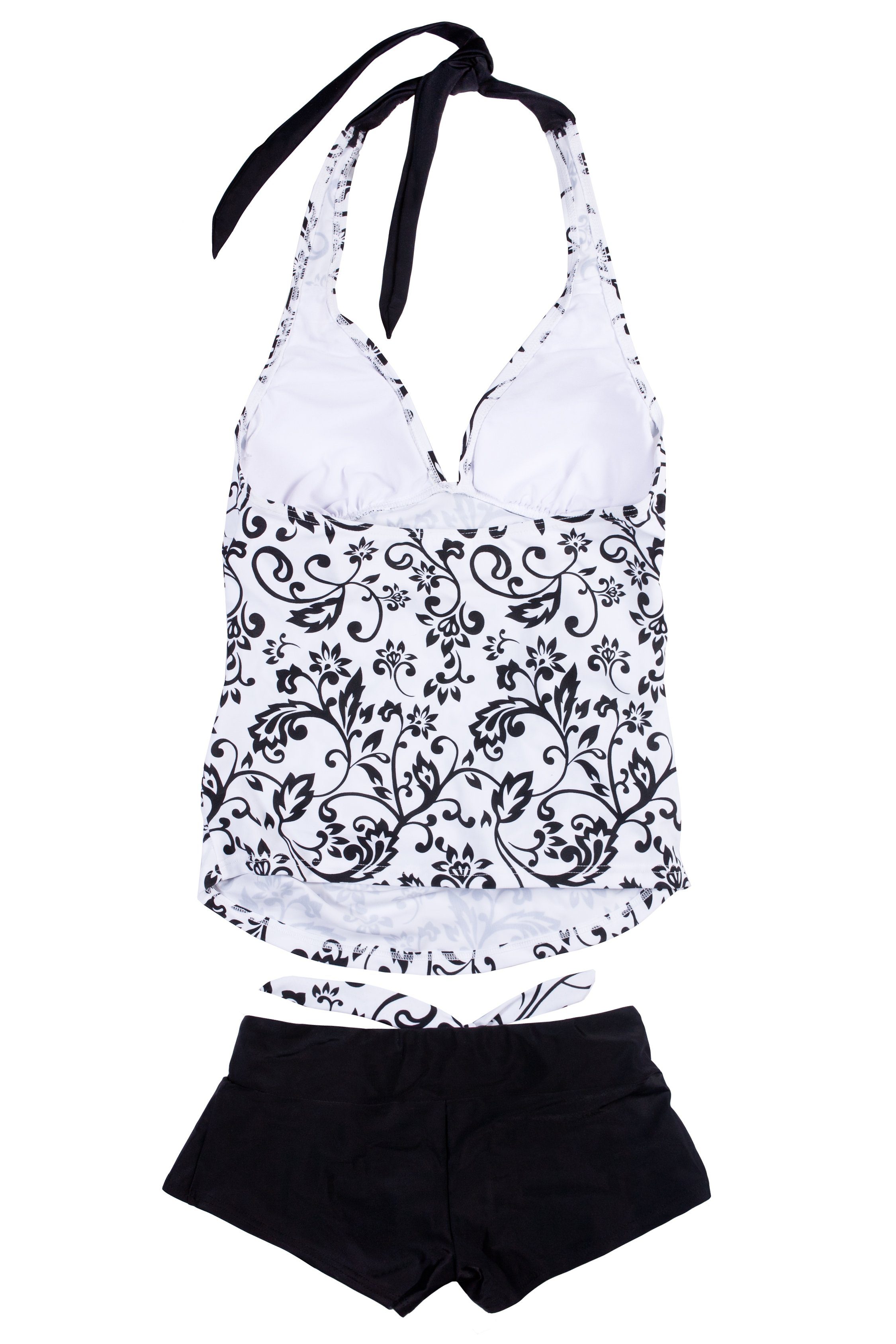 petit amour Umstandstankini Black&White ohne/ mit Bügel B/C/D/E Cup Umstandsbademode Schwarz (Set, 2-St., Neckholdertop und Hotpants Bkinihose), mit Bikinihose im Hotpantsstyle