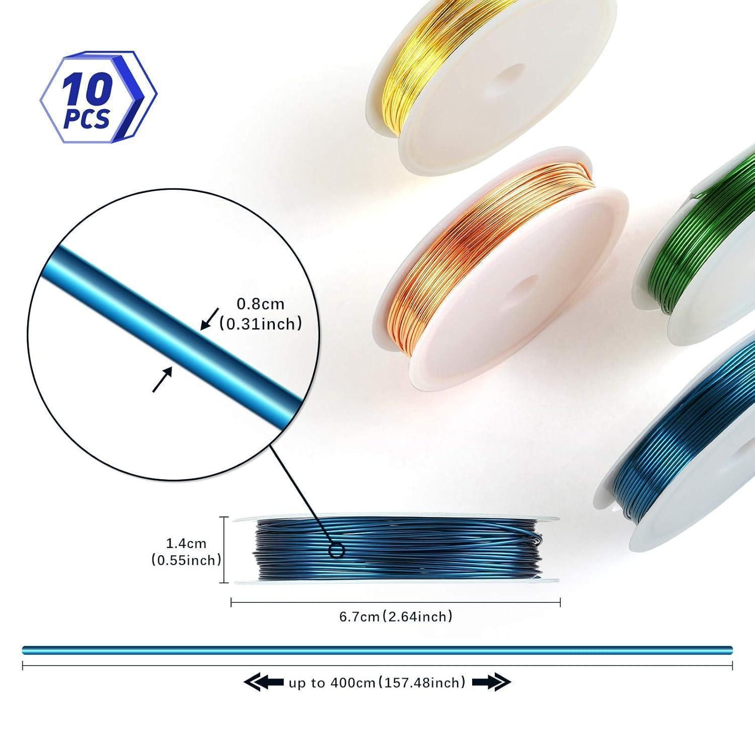 LuxusKollektion Schmuckdraht Kupferdraht Basteldraht Schmuckdraht Set Farben Basteln 0.8mm 4m 10