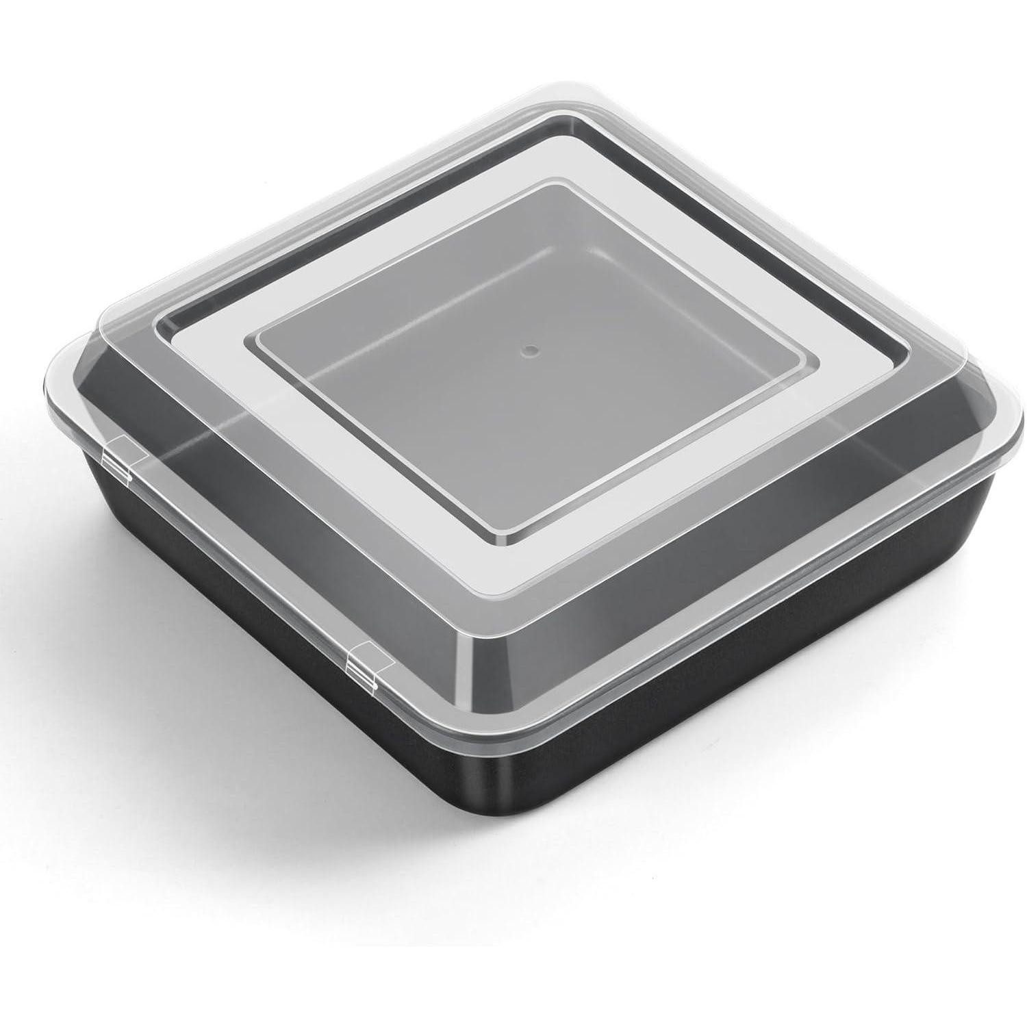 LuxusKollektion Auflaufform Quadratische Kuchenform Edelstahl mit Deckel Antihaft 21x21x5cm