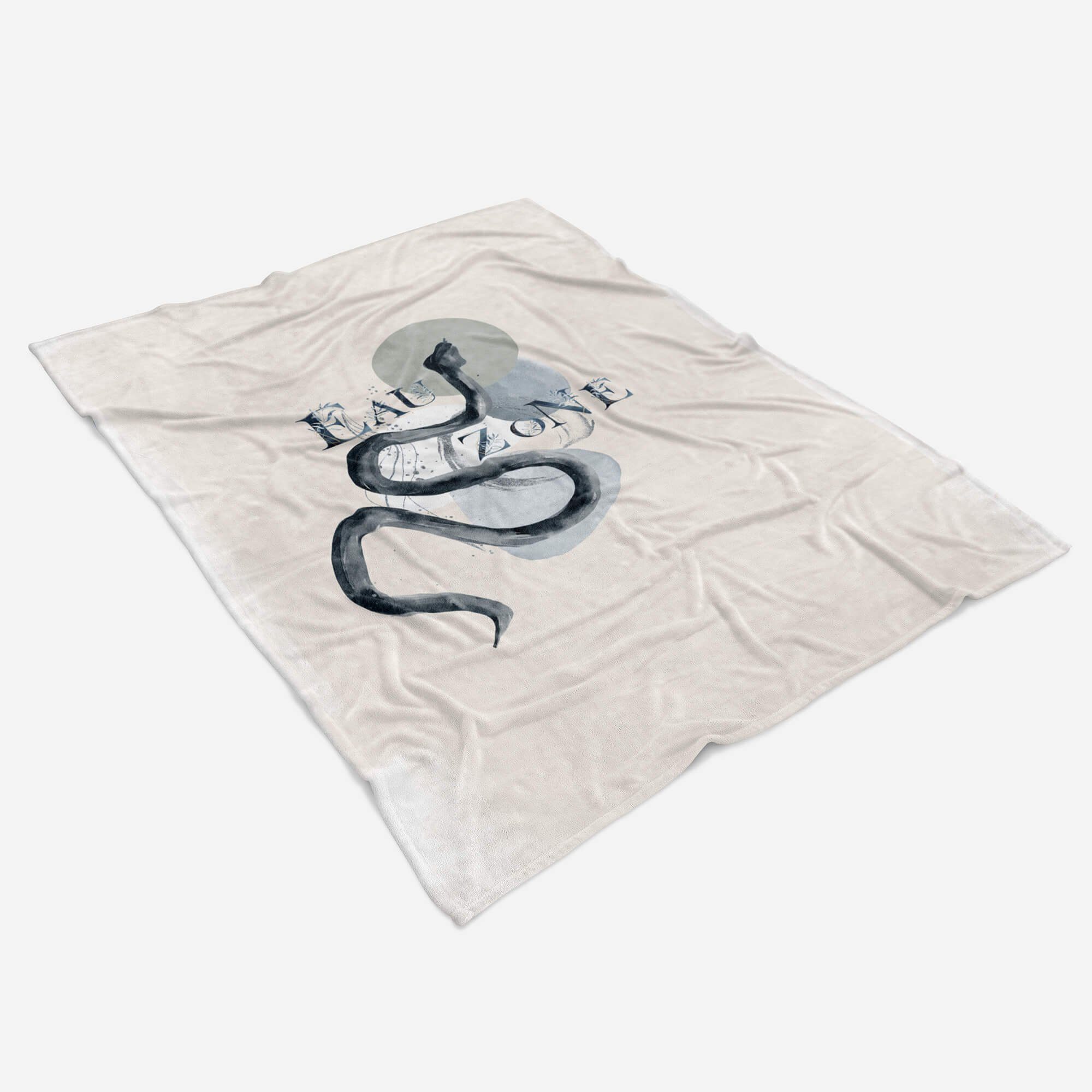 Art Seeschlange Handtücher Baumwolle-Polyester-Mix Kunstvoll Saunatuch Schlange M, Sinus Handtuch Kuscheldecke Handtuch (1-St), Strandhandtuch Ozean