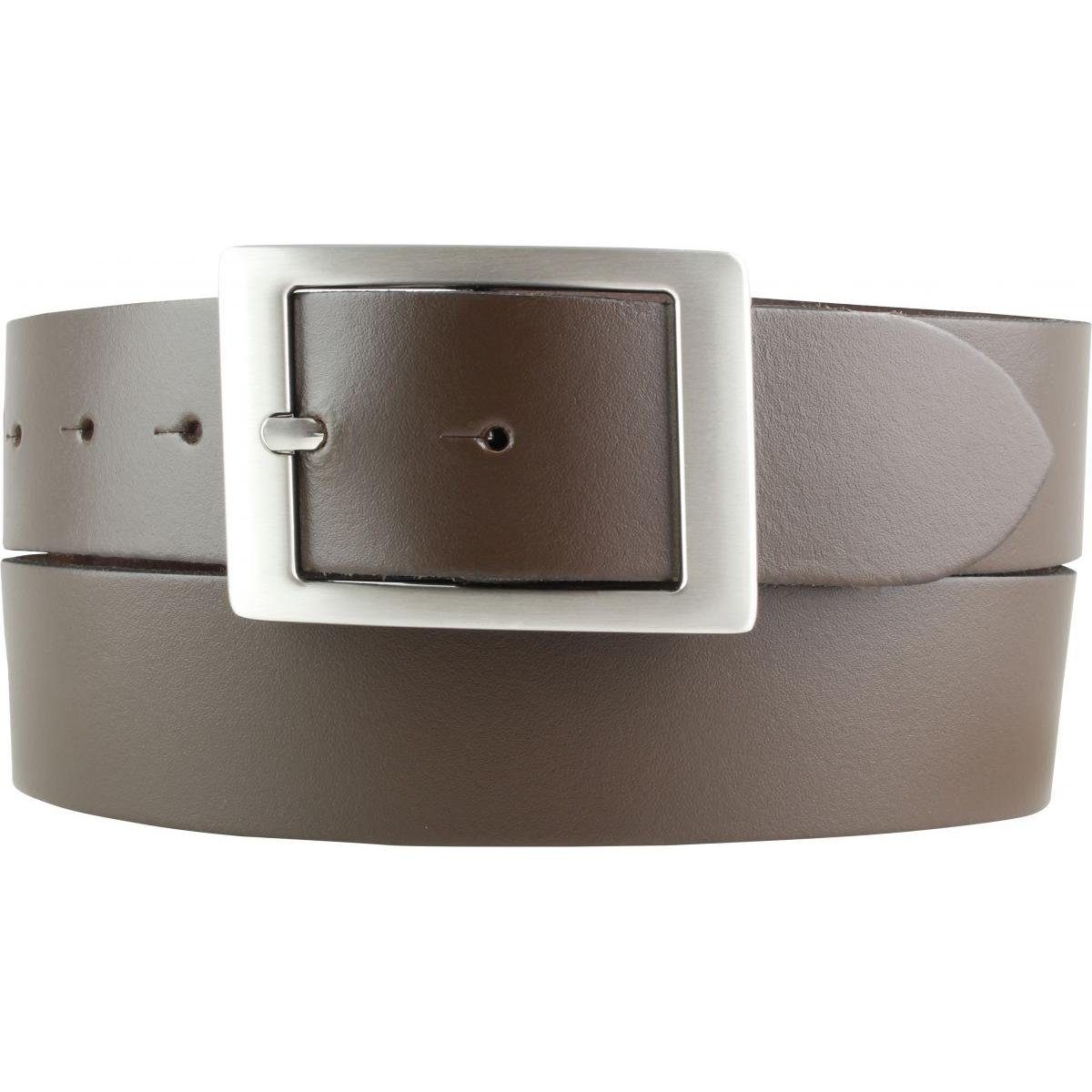 BELTINGER Ledergürtel Herren-Gürtel aus 100% echtem Leder mit Doppel-Schnalle 4 cm - Jeans-G Braun, Silber