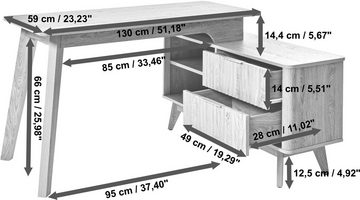 Jahnke Eckschreibtisch WAVE C 150 E (1-St), Eckschreibtisch, Fronten in Wellendesign, wechselseitig montierbar