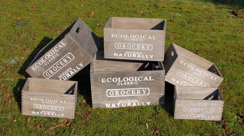 sesua Holzkiste Holzkiste Regal Holzbox shabby rustikale Kiste Box Deko 6er Set (6 St)