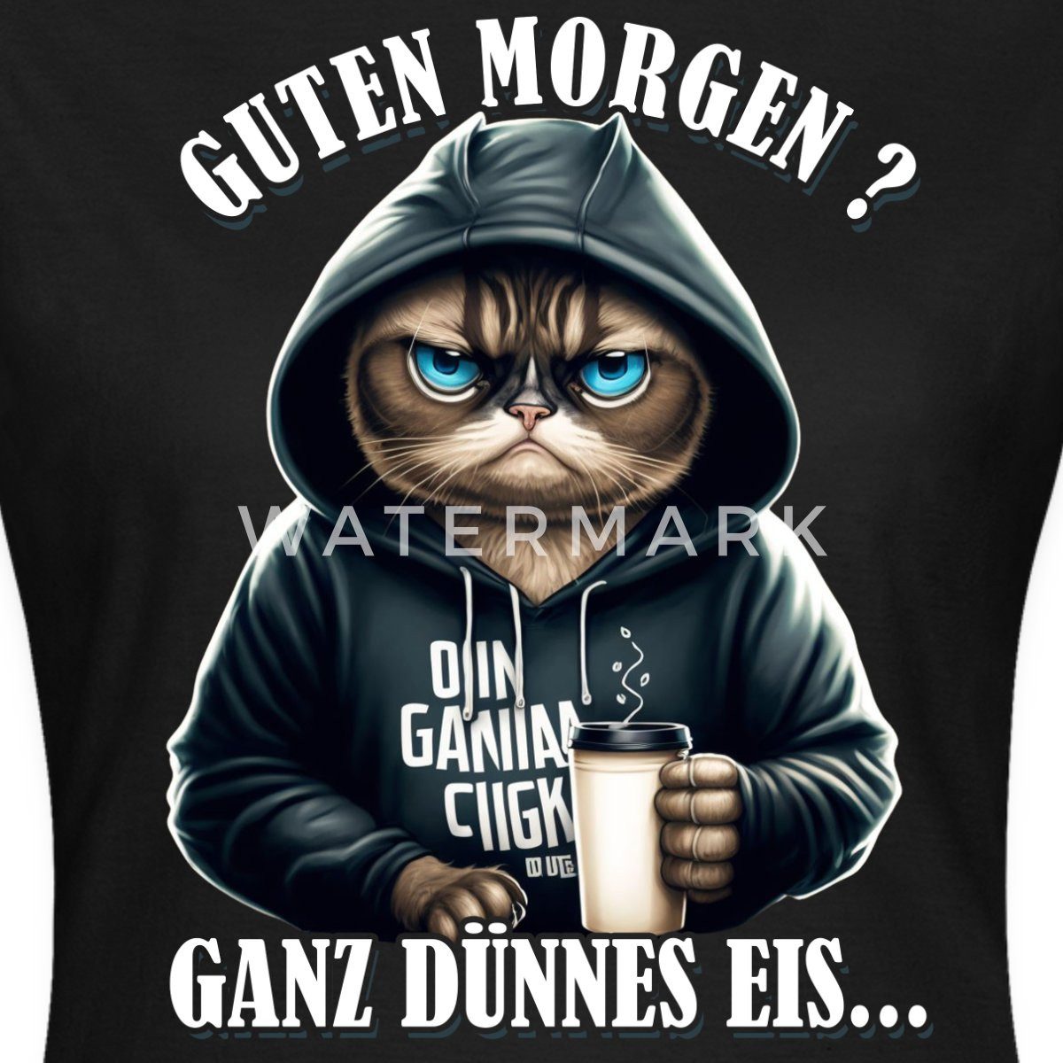 T-Shirt Guten Morgen Ganz Dünnes Eis Katze Frauen T-Shirt