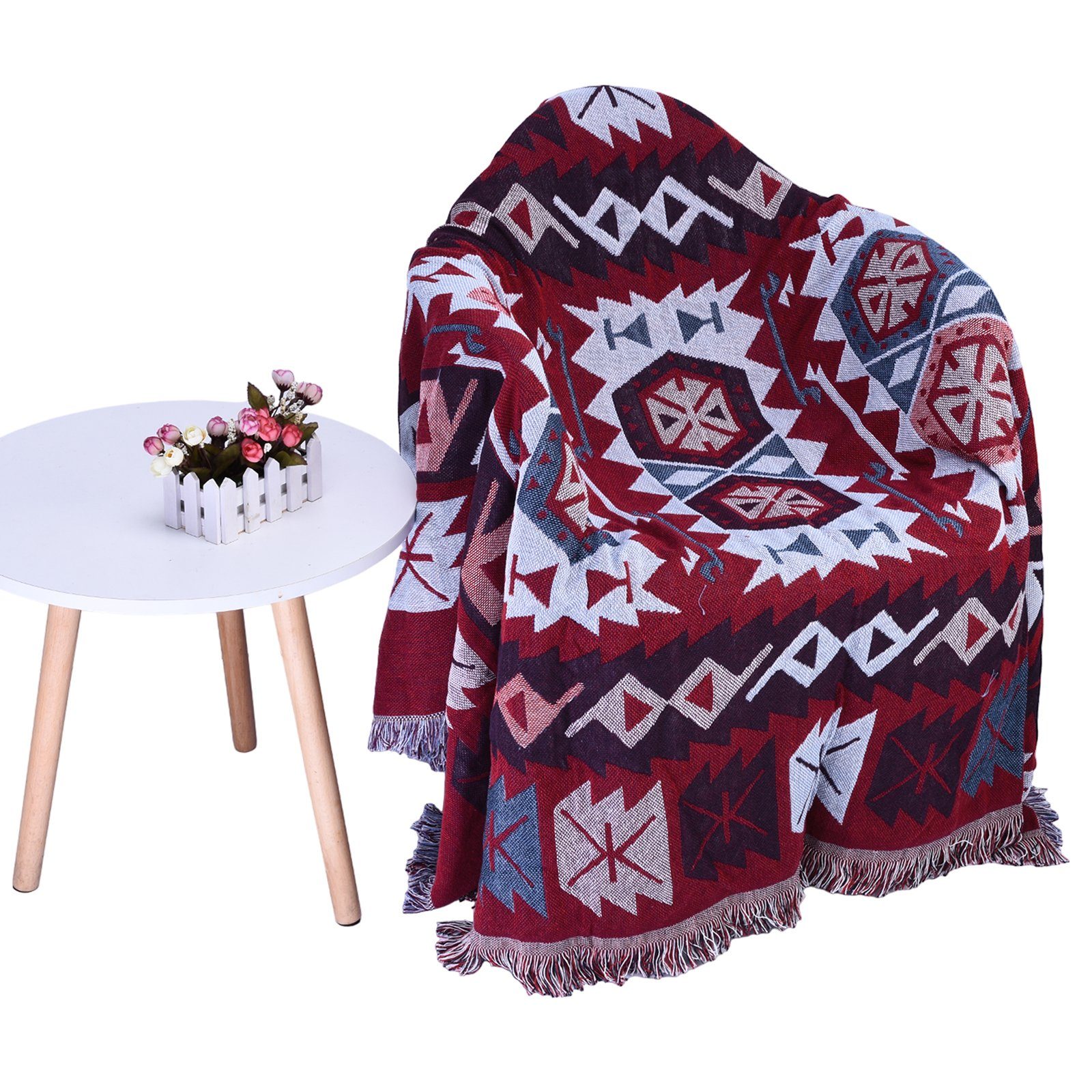 Wohndecke Wohndecke Boho-Decke Fleecedecke mit Fransen, 180*180/180*230/180*300cm, BTTO, Doppelseitig Boho-Decke als Sofadecke, Tagesdecke oder Wohndecke