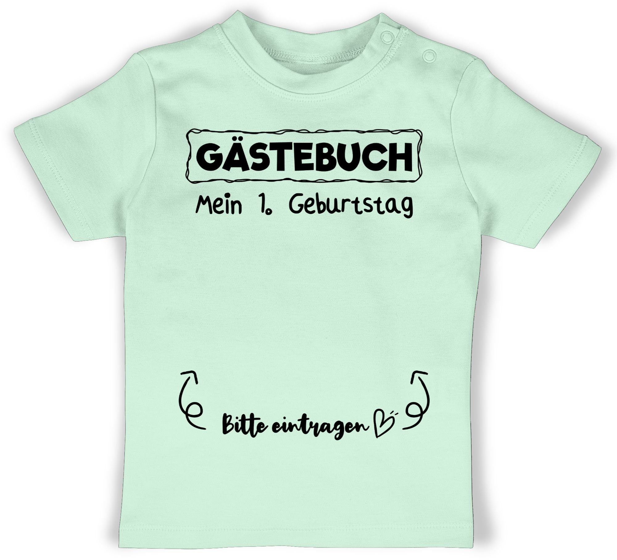 Shirtracer T-Shirt Gästebuch - Mein erster Geburtstag 1. Geburtstag 1 Mintgrün