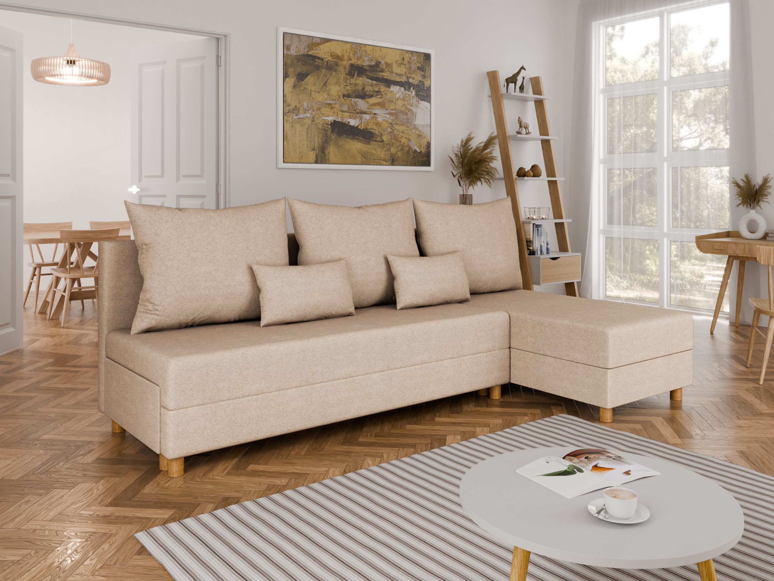 PANDA MÖBEL GmbH Ecksofa Ecksofa L-Form LELLICE- links oder rechts montierbar