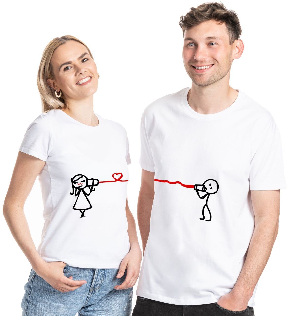 Youth Designz T-Shirt Hearing The Love Pärchen Fun T-Shirt mit süßem Frontprint