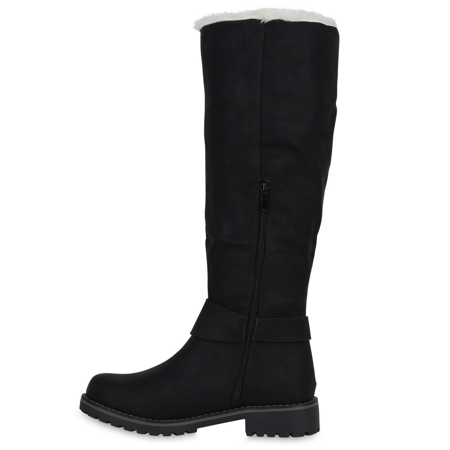 VAN HILL 813736 Stiefel Warm Gefütterte Damen Stiefel Biker Boots Winter Bikerstiefel