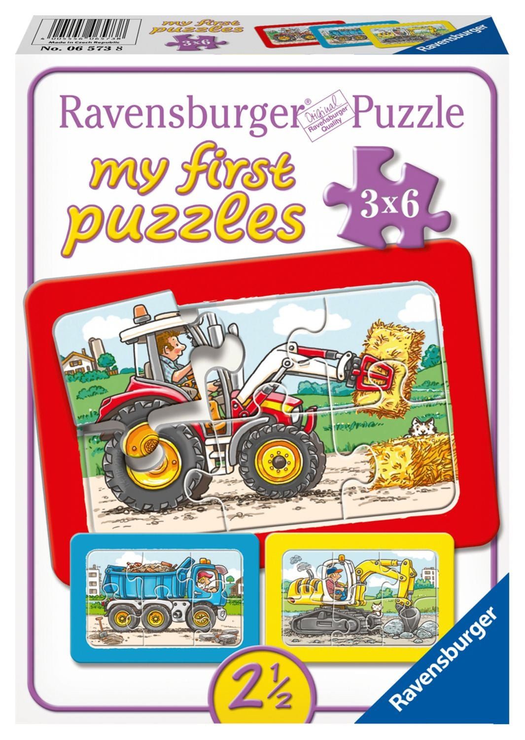 Ravensburger Verlag GmbH Puzzle Puzzle Ravensburger Bagger, Traktor und Kipplade 3 X 6 Teile, Puzzleteile