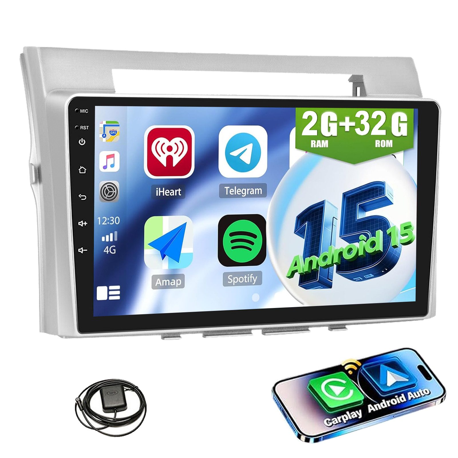 ESSGOO DAB+ Für Toyota Corolla Verso 2003-09 Android 15 Carplay GPS NAVI BT Autoradio (DAB+ (optional), DAB (optional), 4+64GB(optional), RDS, AM, FM, Carplay Android Auto Bluetooth EQ USB GPS Navi WIFI Touchscreen)