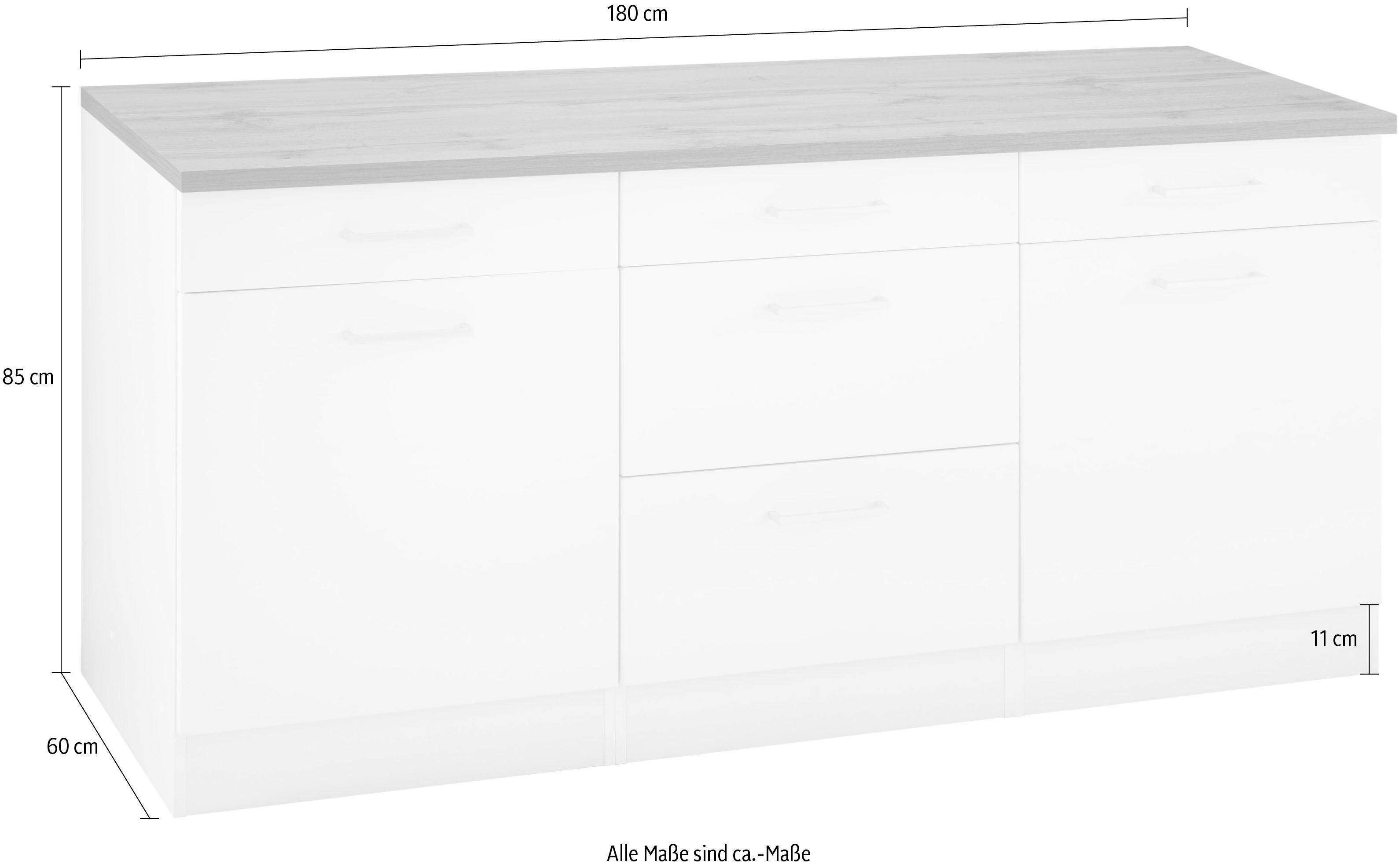 MÖBEL grafit HELD Breite | 180 cm Unterschrank Kehl grau