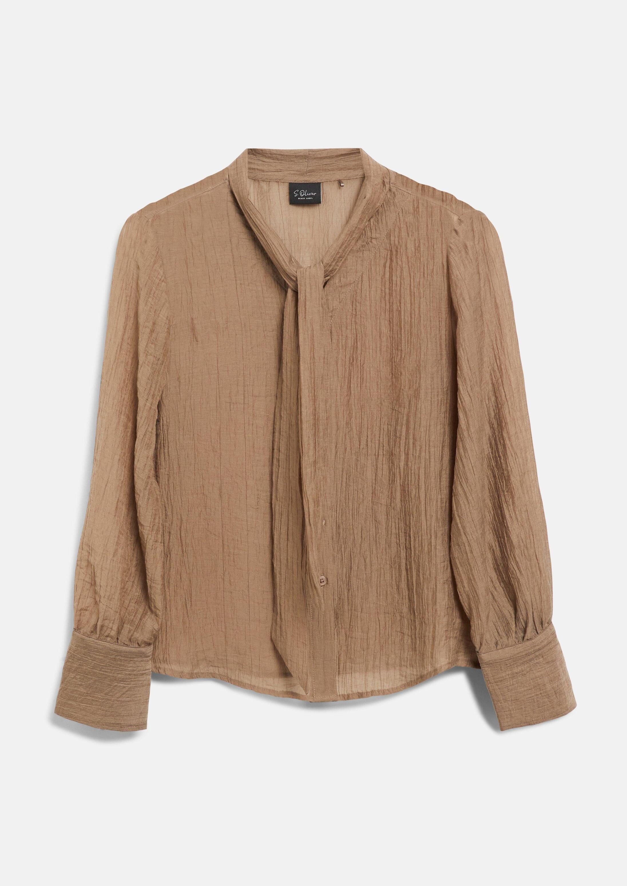 s.Oliver Langarmbluse Bluse Bluse mit Schluppen-Kragen und transparenter Optik