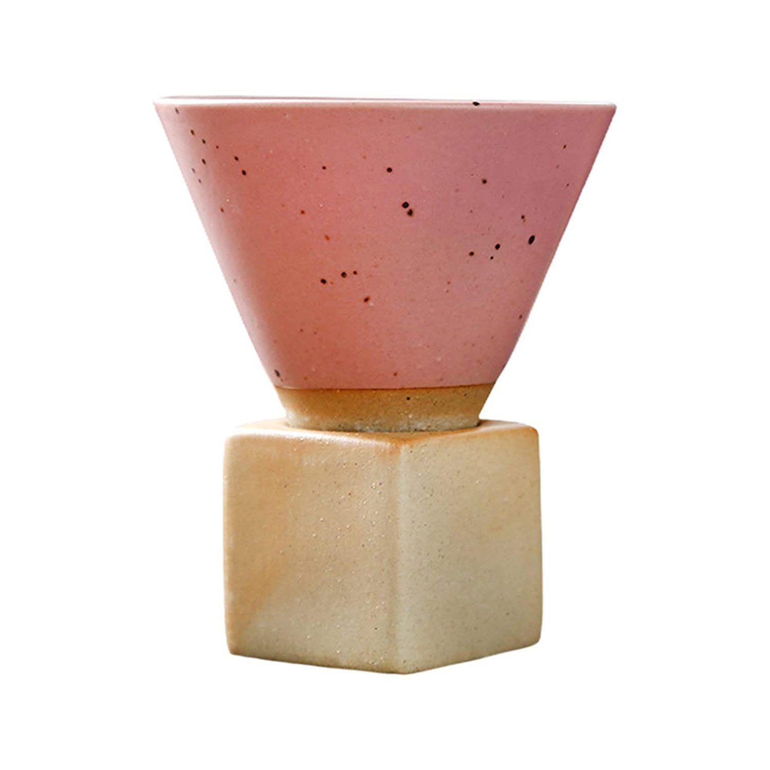 MAGICSHE Tasse Grobe keramische Kaffeetasse mit Basis, 200ml, Teetassen Rosa