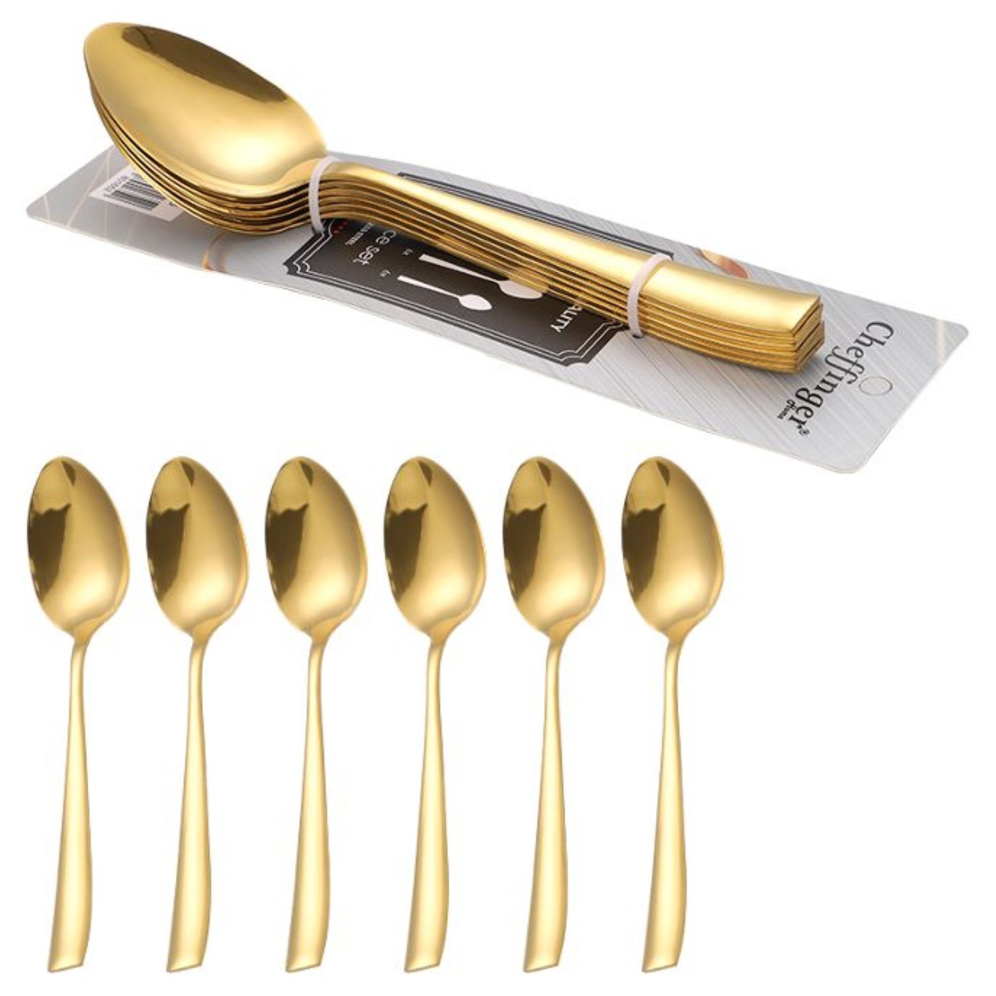 Cheffinger Besteck-Set 6er Set goldene Menülöffel aus hochwertigem Edelstahl Modern & Elegant, Edelstahl – Bild 4 von 4