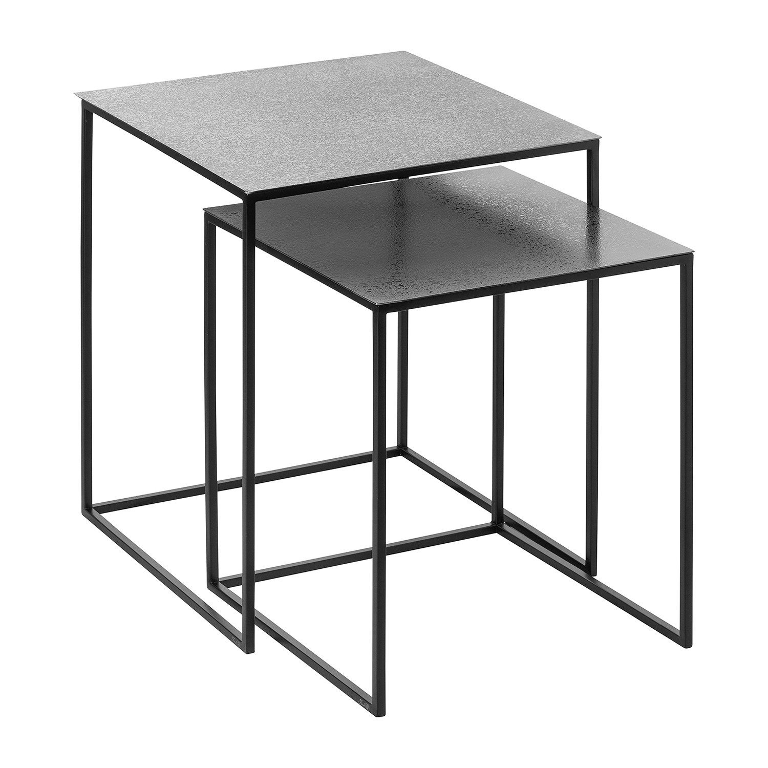 Fink Beistelltisch LORET Beistelltisch 2er Set - H.48cm x B.40cm - schwarz - Edelstahl (Dekotisch - kleiner Tisch), Moderner Sofatisch: Vielseitiger Ablagetisch & Couchtisch für Zuhause