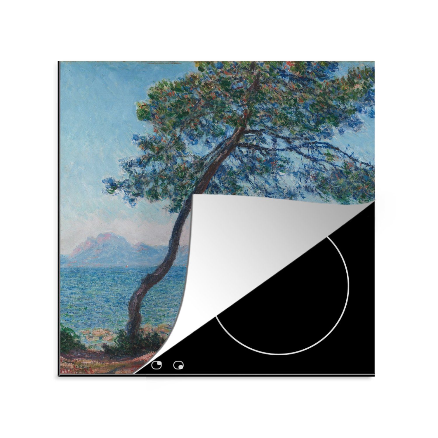 von 78x78 Arbeitsplatte Esterel-Gebirge Vinyl, für MuchoWow Gemälde küche (1 Herdblende-/Abdeckplatte cm, Monet, tlg), Ceranfeldabdeckung, Das Claude -