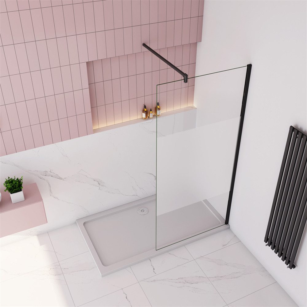 Duschparadies Duschwand 8mm Milchglas Streifen Glas walk in Dusche Glaswand Trennwand, Einscheibensicherheitsglas, (Set), Glas