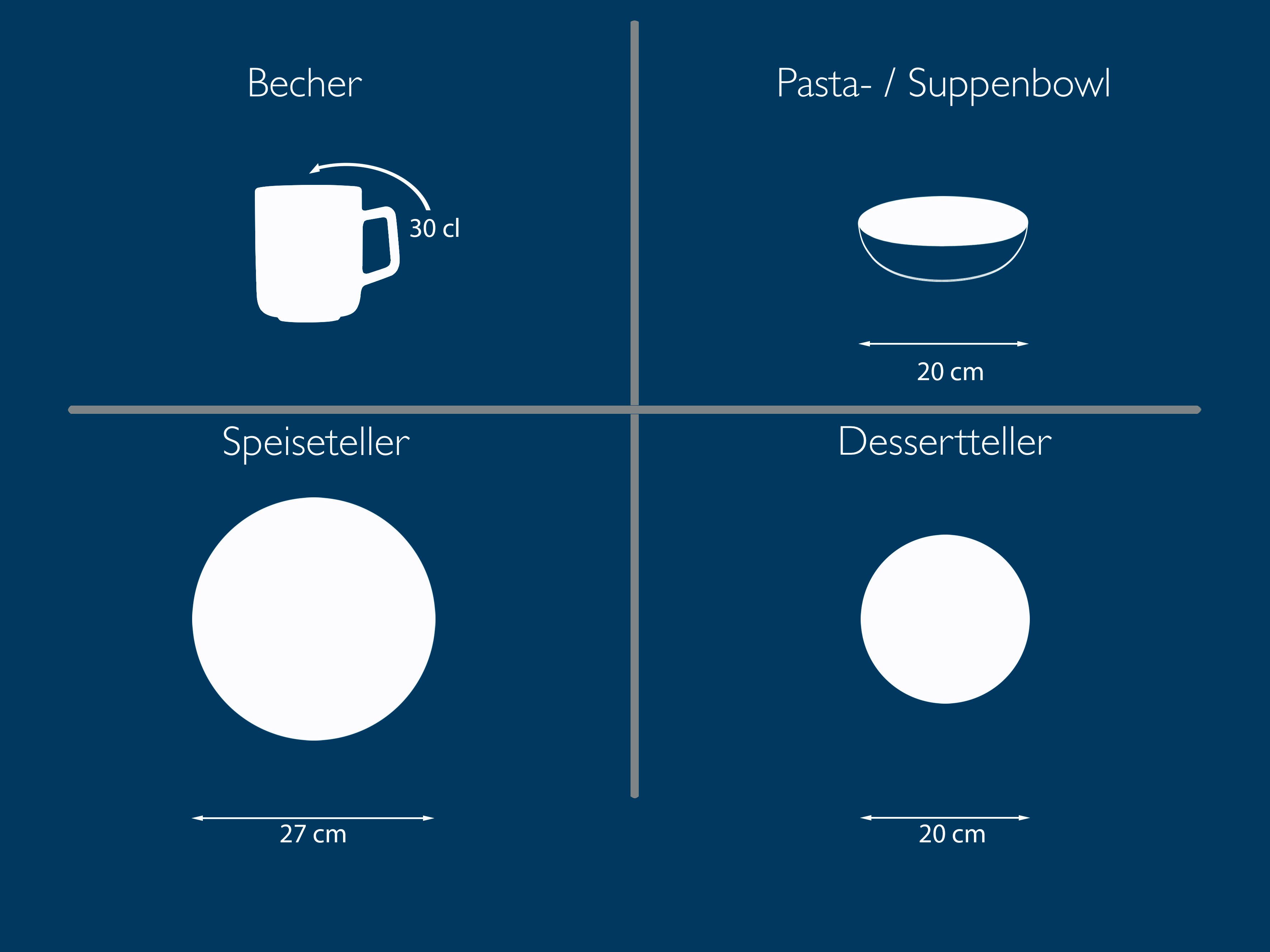 my home Kombiservice Madeline (16-tlg), 4 Personen, Porzellan, Geschirr, trendige Coupeform, handgemalte, schwarzes Liniendekor