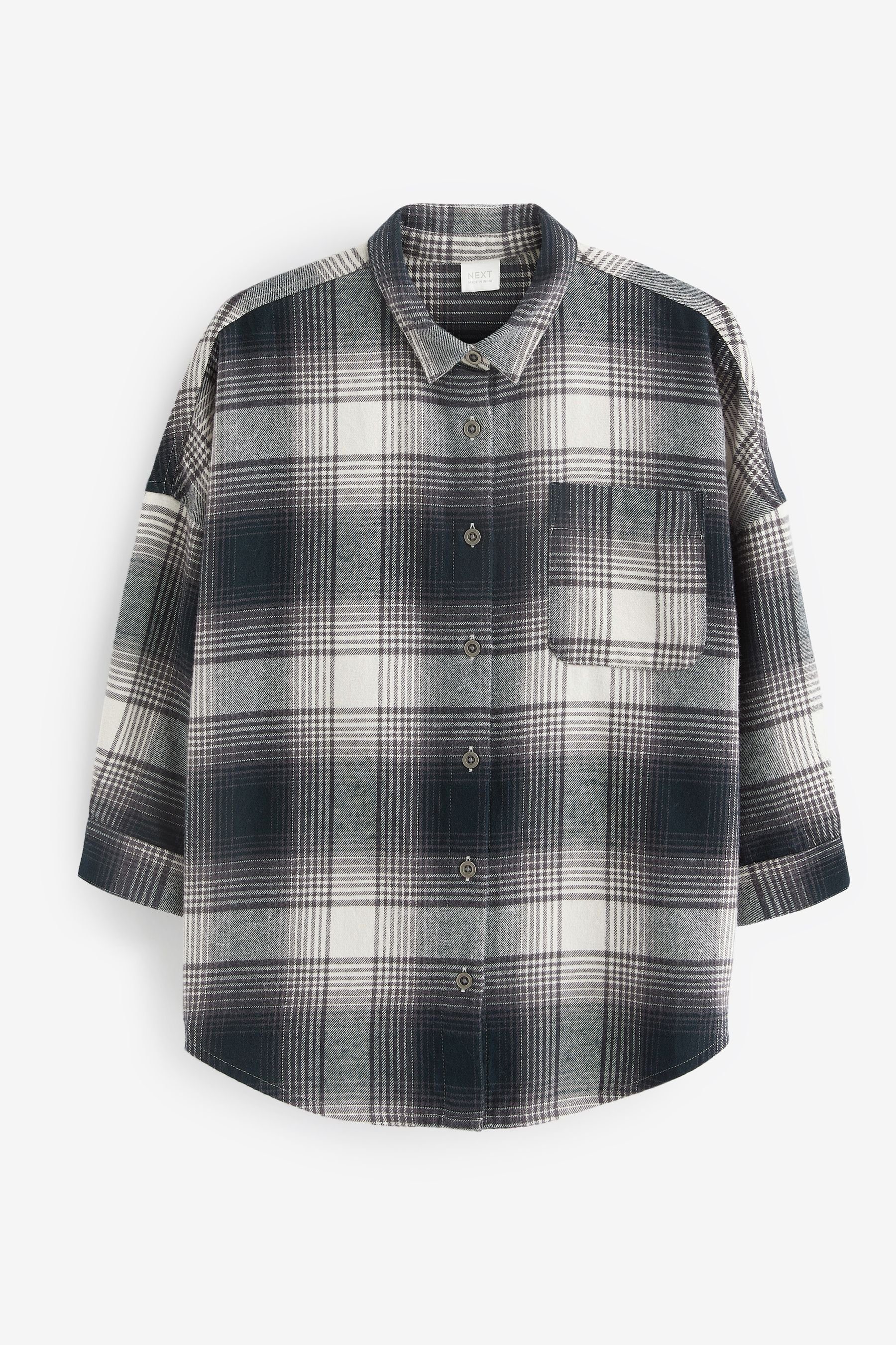 Next Oversize-Shirt Hemd in Oversize (1-tlg) Black/White Check