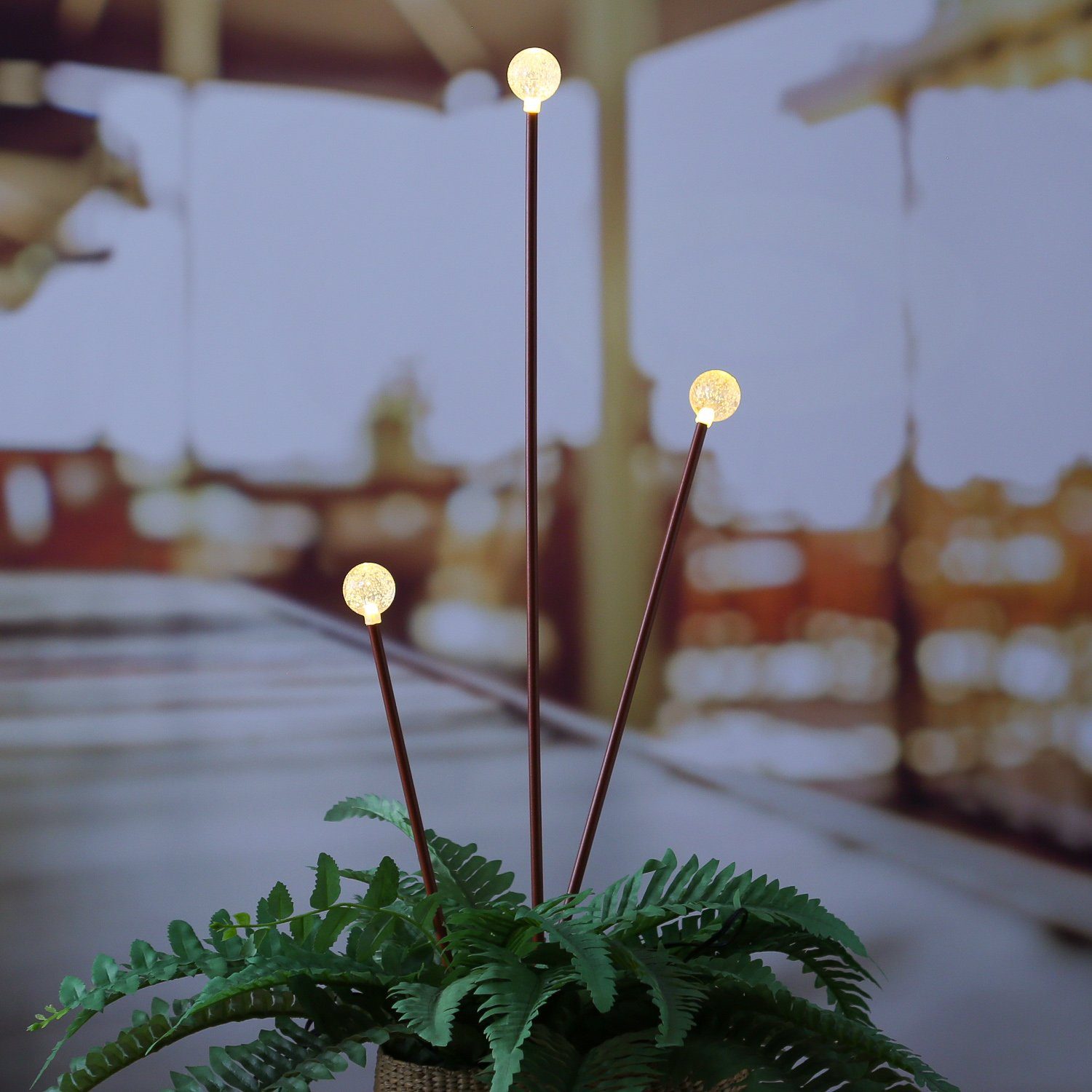 LED warmweiß Beetstecker Blumentopfdeko, (2100K Kugelleuchte Luftblasenoptik Classic, Gartenstecker LED 3000K) bis Solar LED MARELIDA