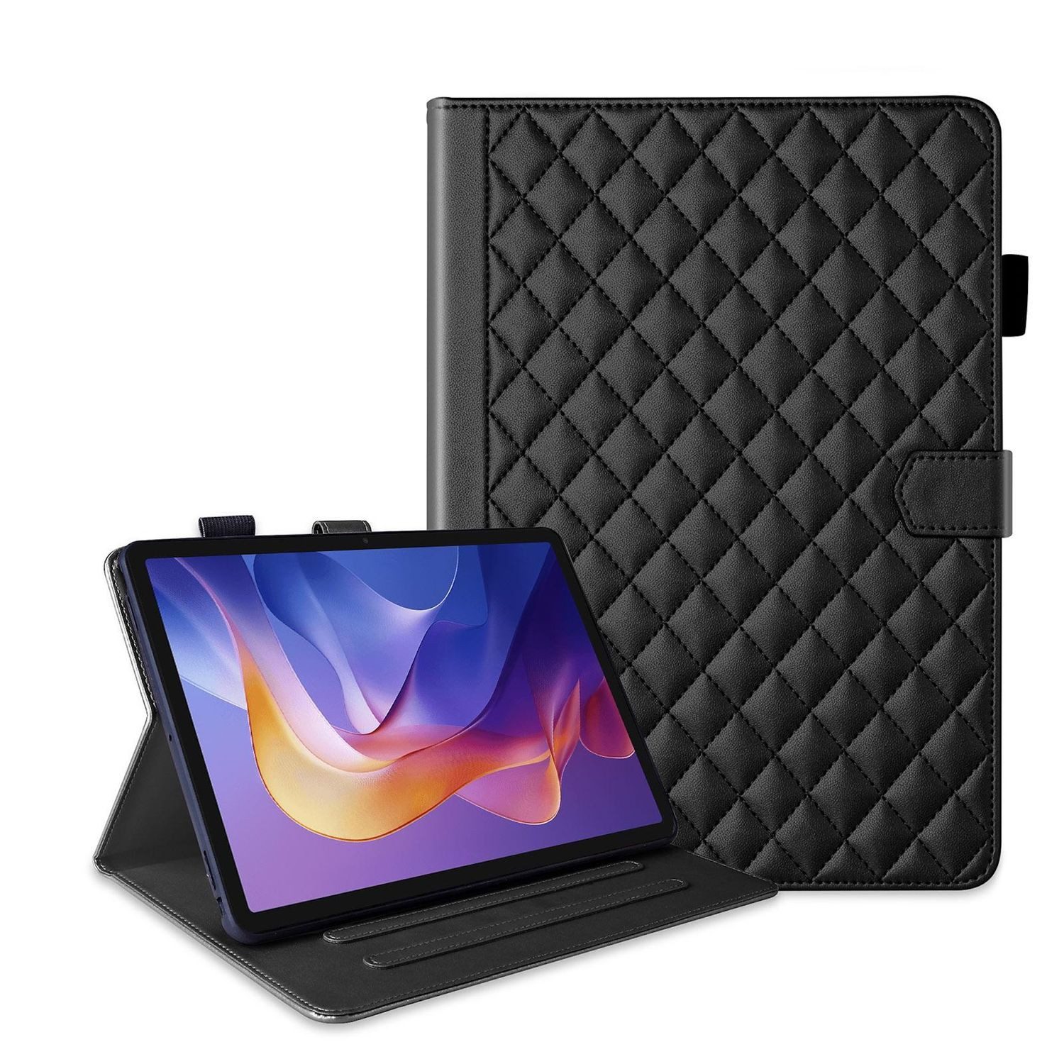 Wigento Tablet-Hülle Für Xiaomi Redmi Pad 2 / Pad SE 2025 Design Rhombus Kunstleder Hülle, Kunstlederhülle mit Rhombus-Textur und Standfunktion