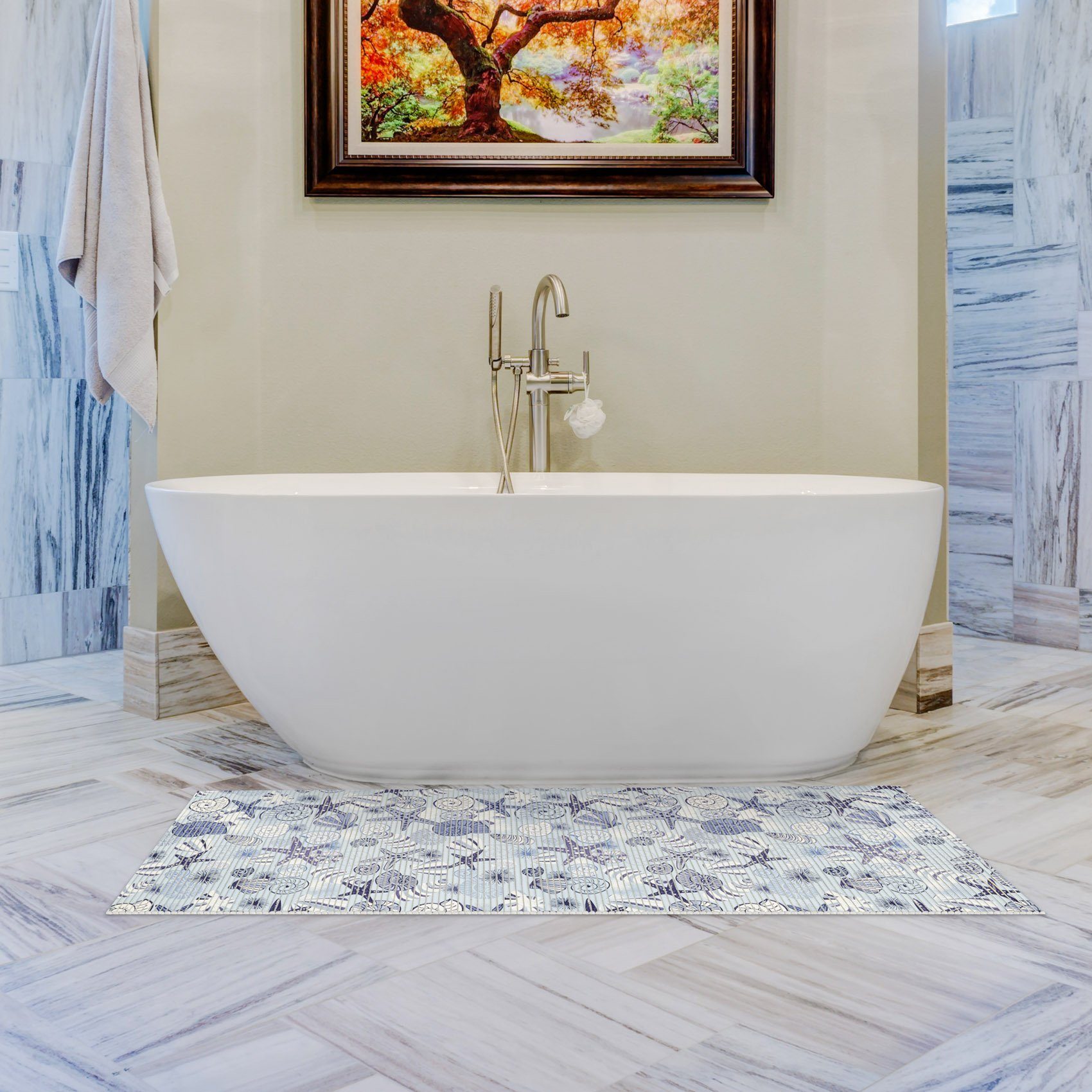 ANRO Schaum-Badematte Antirutschmatte Weichschaummatte Badezimmer Entspannung, Höhe 5 mm, strapazierfähig, Drainage Effekt, Rillen, wasserdurchlässig, rutschhemmend, pflegeleicht, Weich, Rutschfest, Rutschhemmend, Schnelltrockend, mit Drainagelöchern, Modern, Praktisch, PVC, Eckig, Geprägt