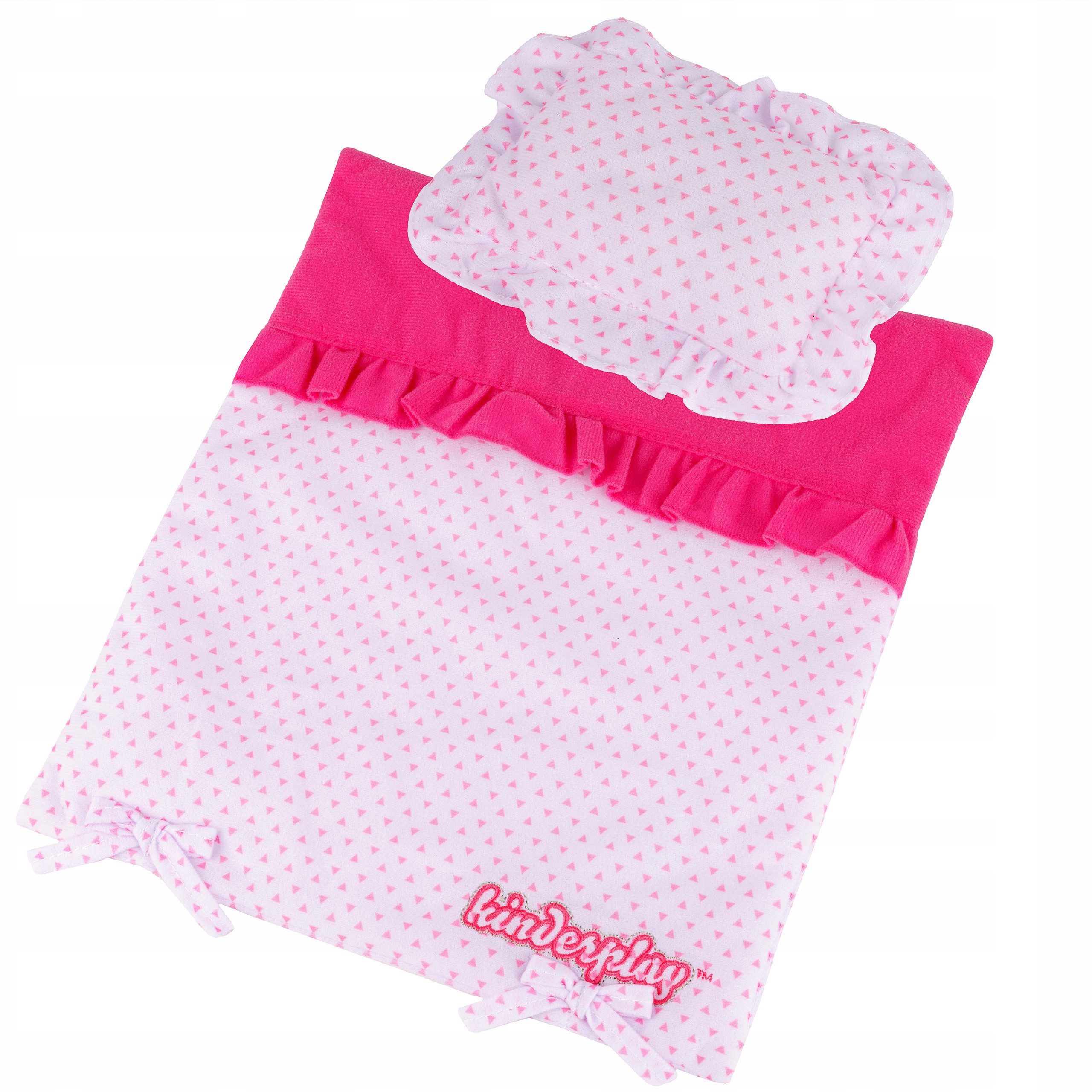 kinderplay Puppenbett Puppenbettwäsche Set – Kissen & Decke – Für Puppen 20–40cm (Set)
