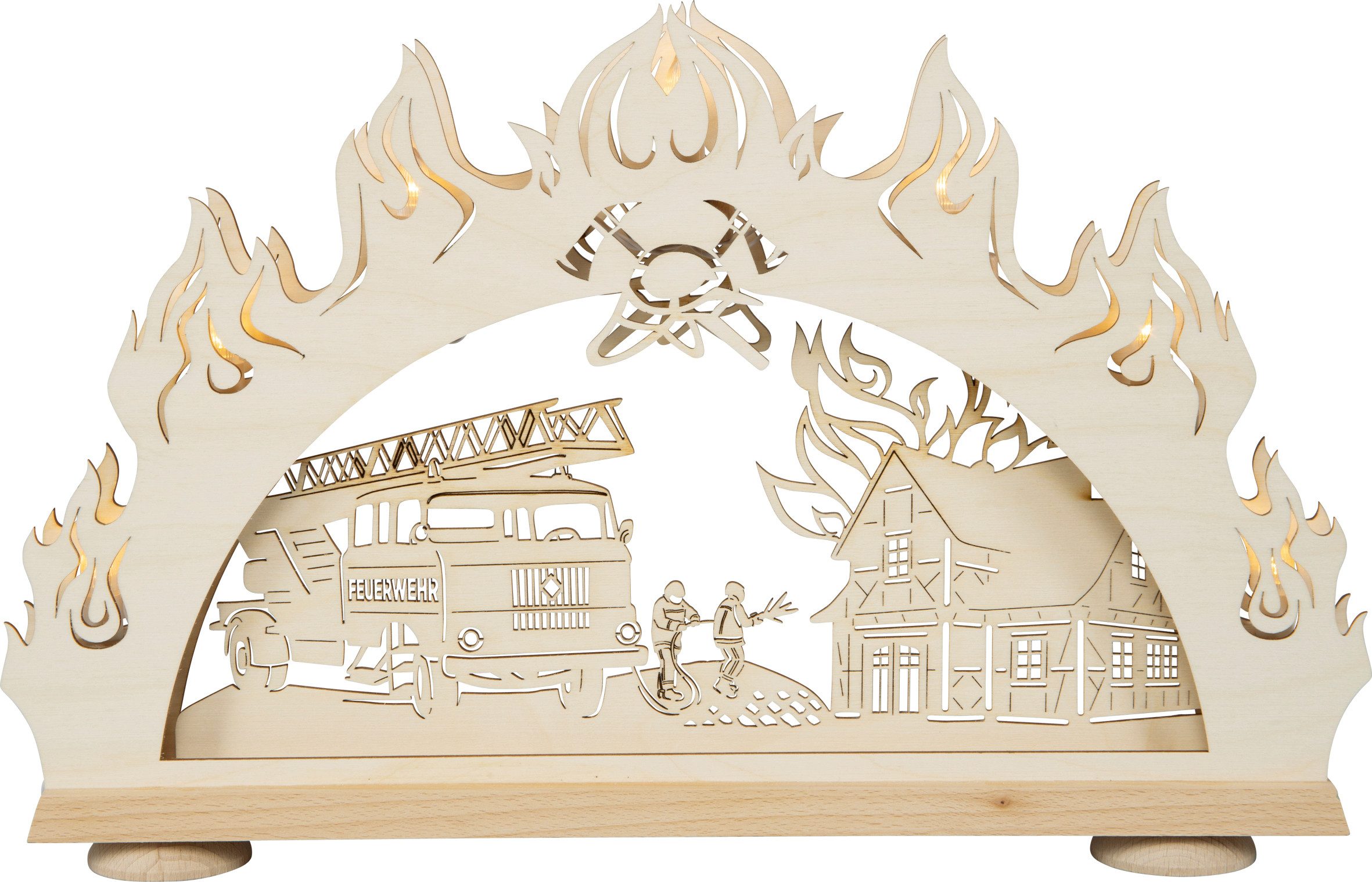 SAICO Original LED Schwibbogen 3D-Lichterbogen, Feuerwehr, Premium LED-Beleuchtung, warmweiß, BxHxT: 52x32x4,5 cm