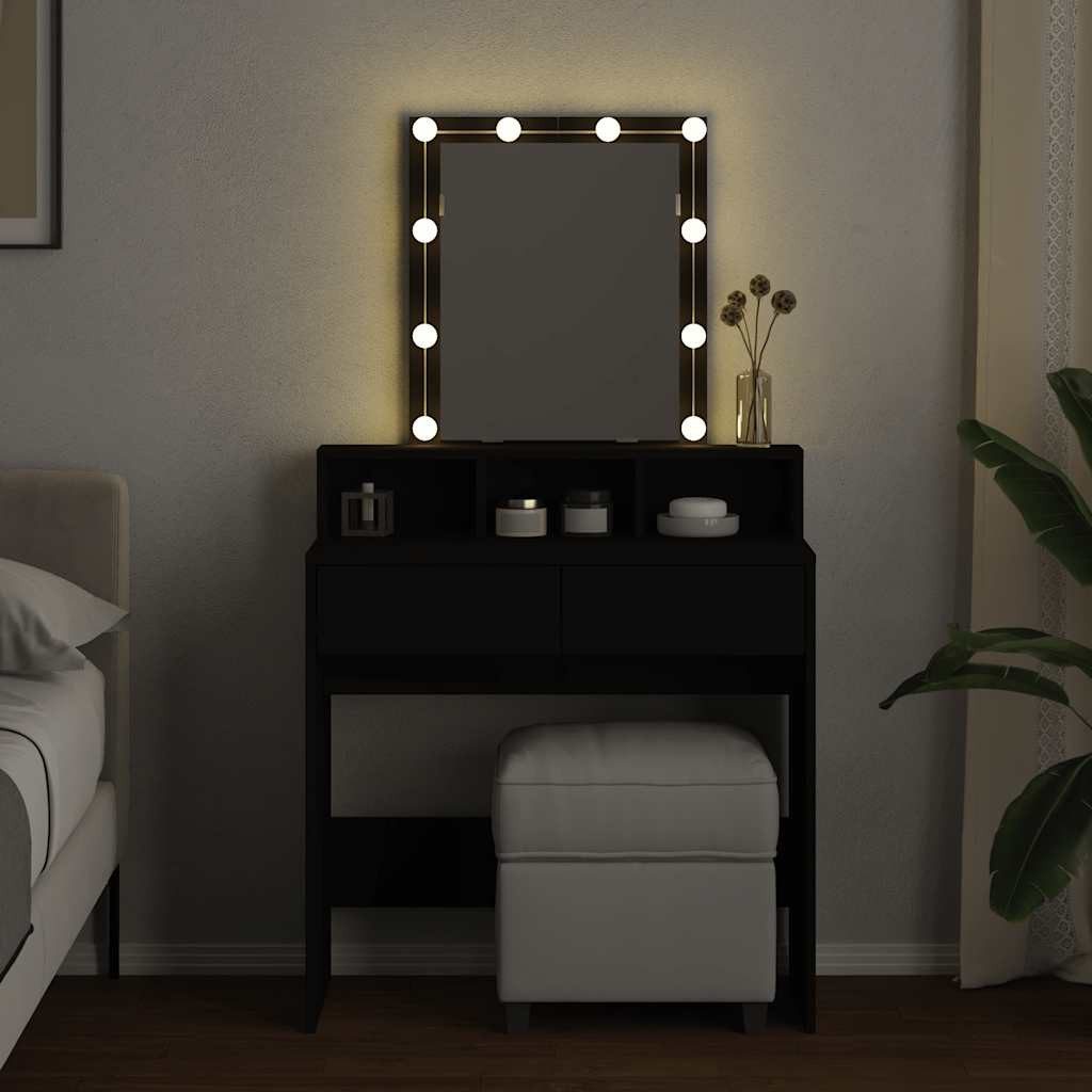 vidaXL Schminktisch Schminktisch mit LED-Beleuchtung Schwarz günstig online kaufen