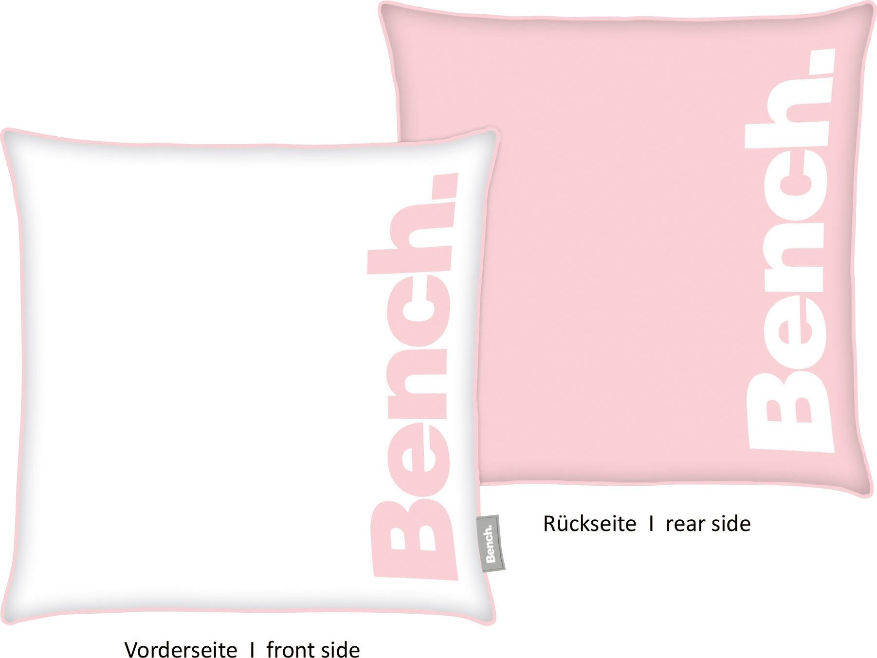 Bench. Dekokissen Bench, Kissenhülle mit Wendemotiv und Rundum-Paspel rosa
