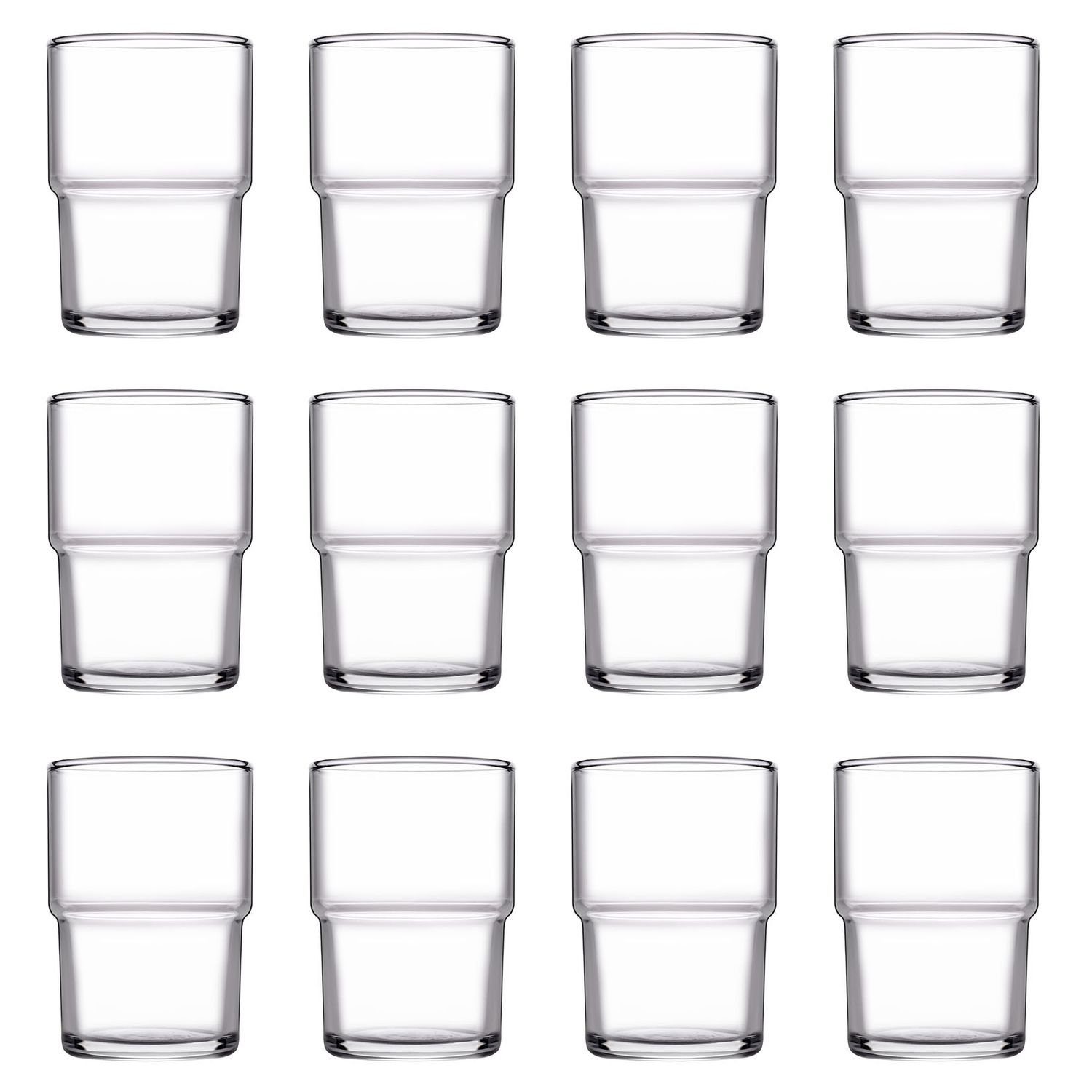 WAS Glas Wassergläser, Trinkgläser 12er Set - Hill, 200ml