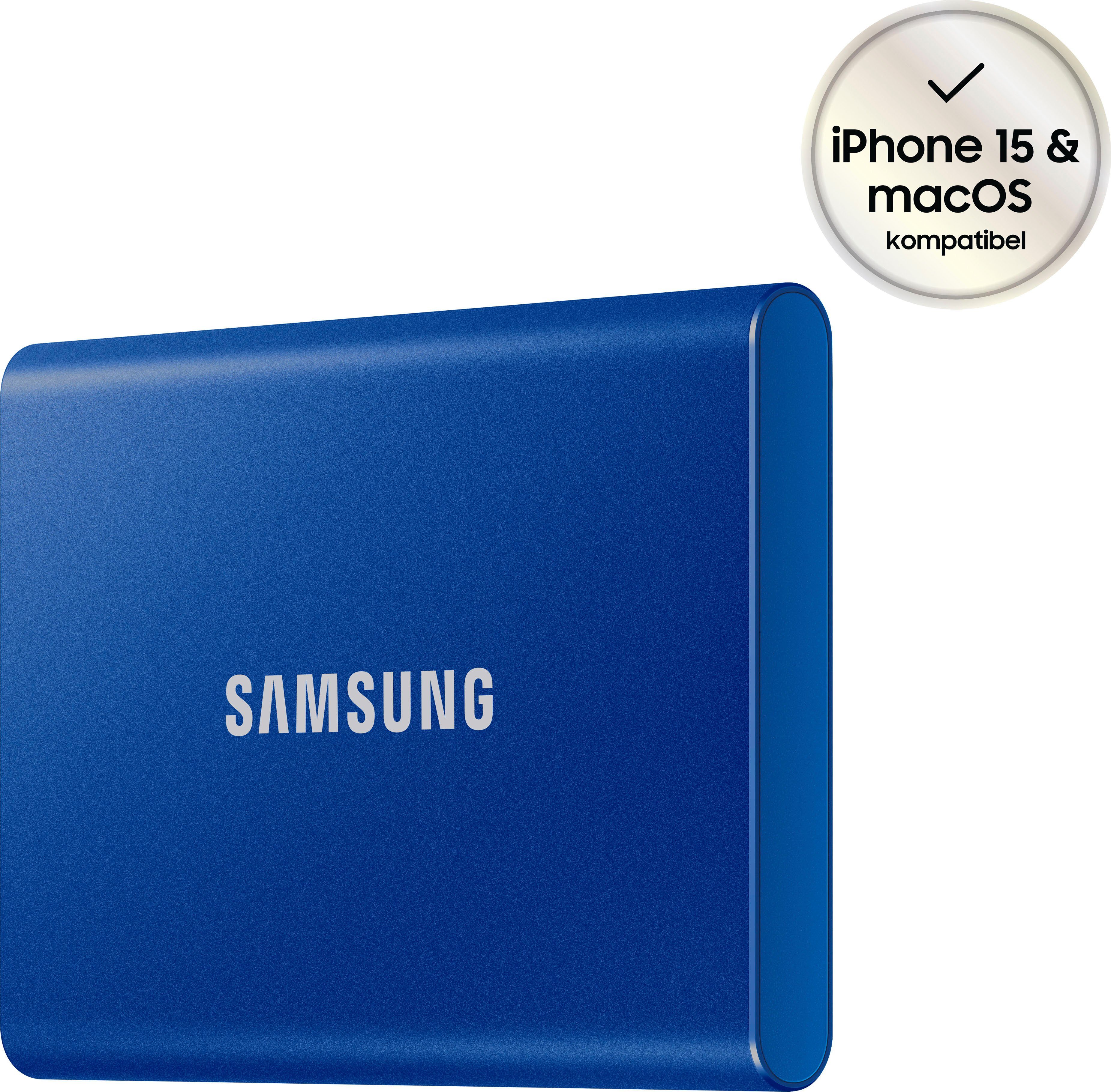 Samsung Portable SSD T7 externe SSD (500 GB) 1050 MB/S Lesegeschwindigkeit,  1000 MB/S Schreibgeschwindigkeit, Bis zu 9,5 Mal schneller als externe  Festplatten (bis zu 1.050 MB/s)