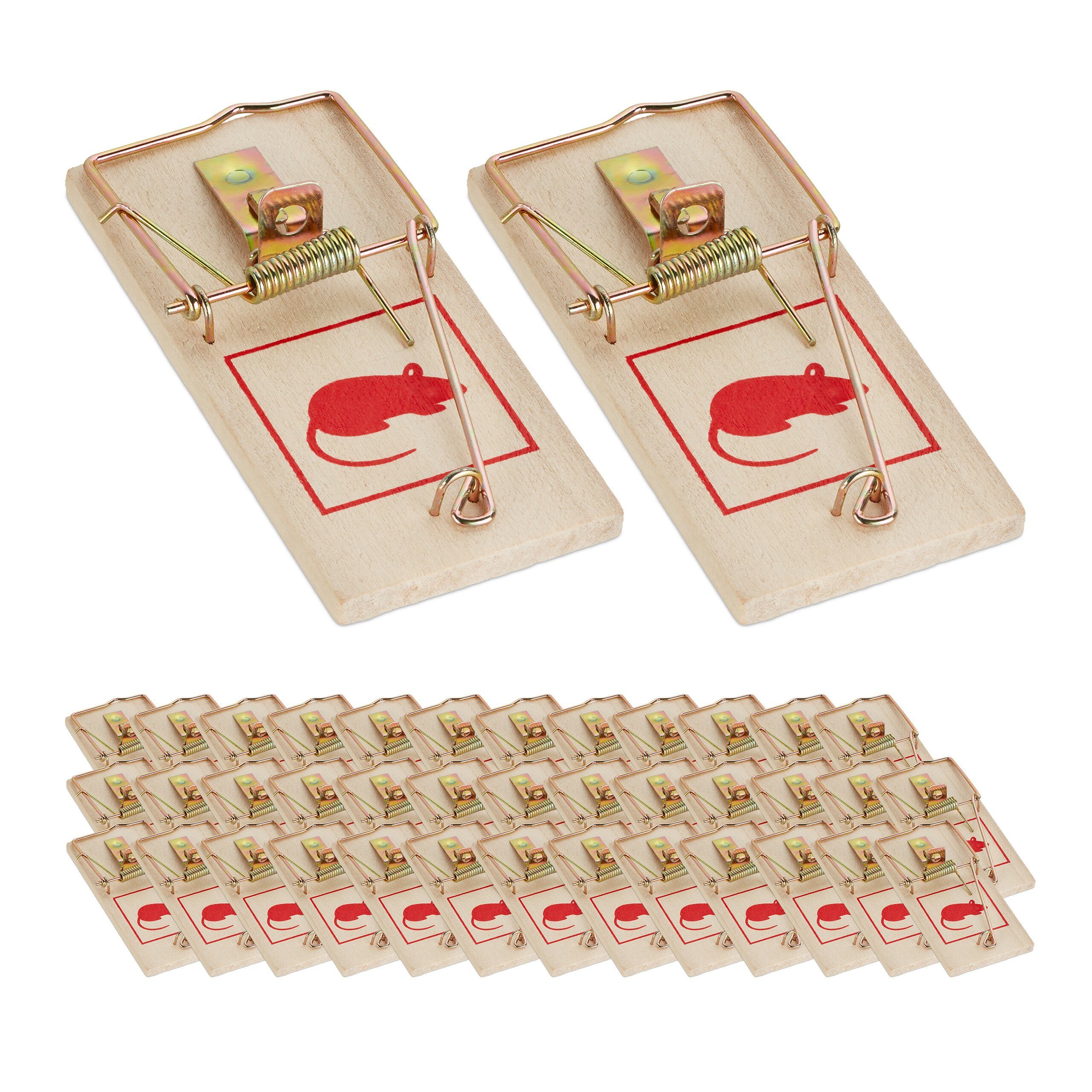 relaxdays Schlagfalle Mausefalle Holz im 40er Set