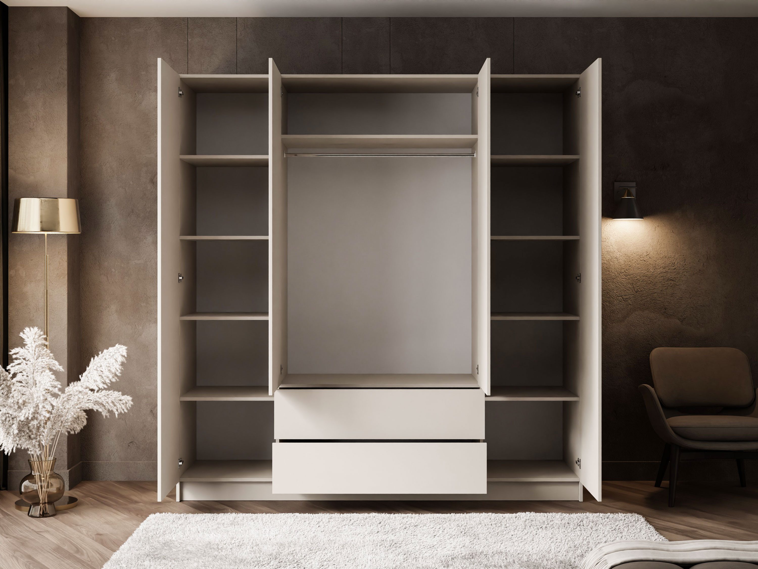Lookway Kleiderschrank AUREL 4D2SZ KASCHMIR mit Schubladen 200x57x210 cm – Bild 4 von 5