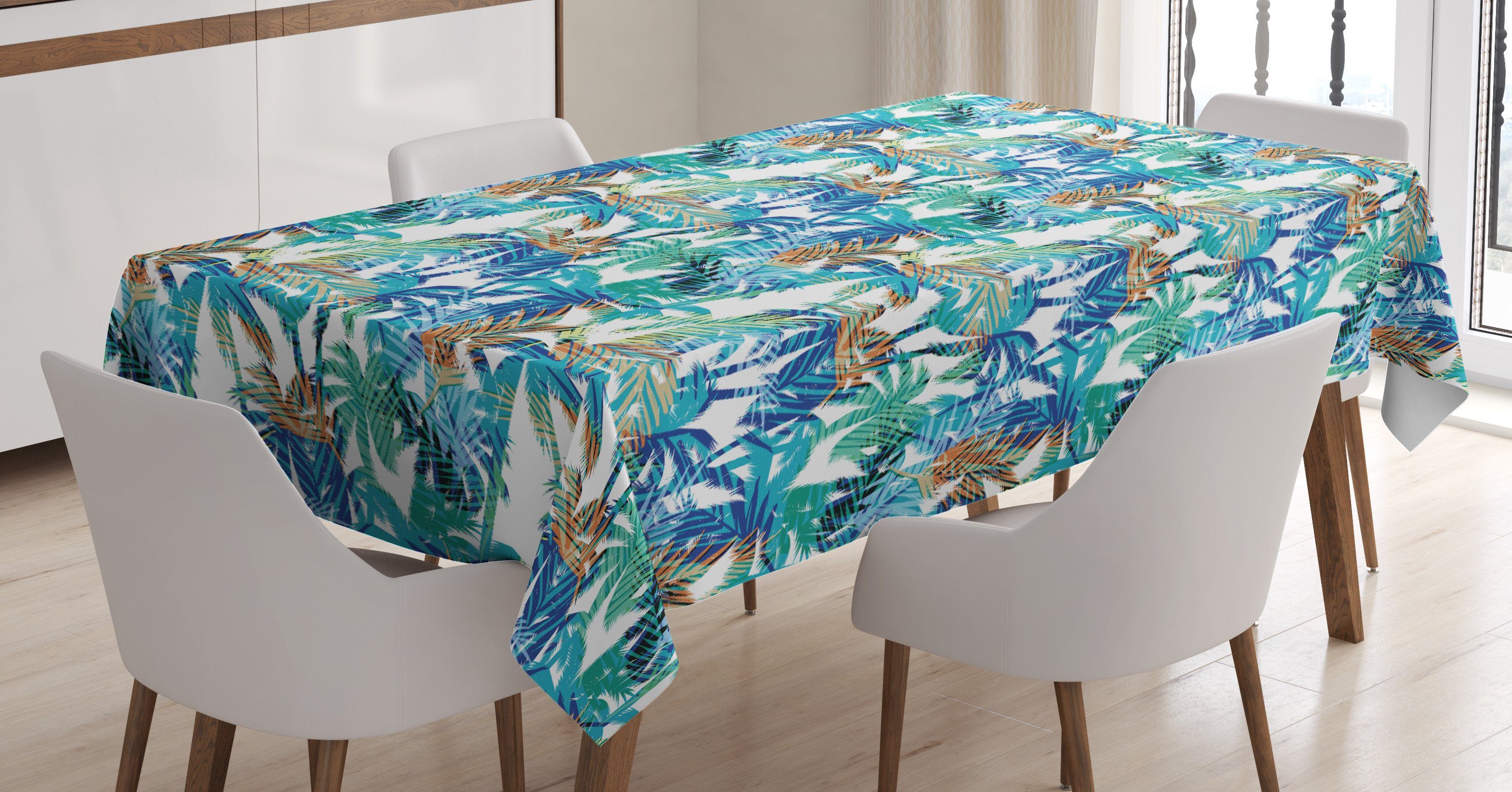 Abakuhaus Tischdecke Farbfest Waschbar Für den Außen Bereich geeignet Klare Farben, Palmblatt Abstrakt Natur Traum