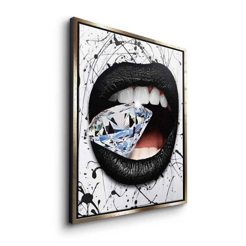 DOTCOMCANVAS® Leinwandbild, Premium Diamond Mouth - Pop Art Leinwandbild - Rahmen Wandbild - Modernes weißer